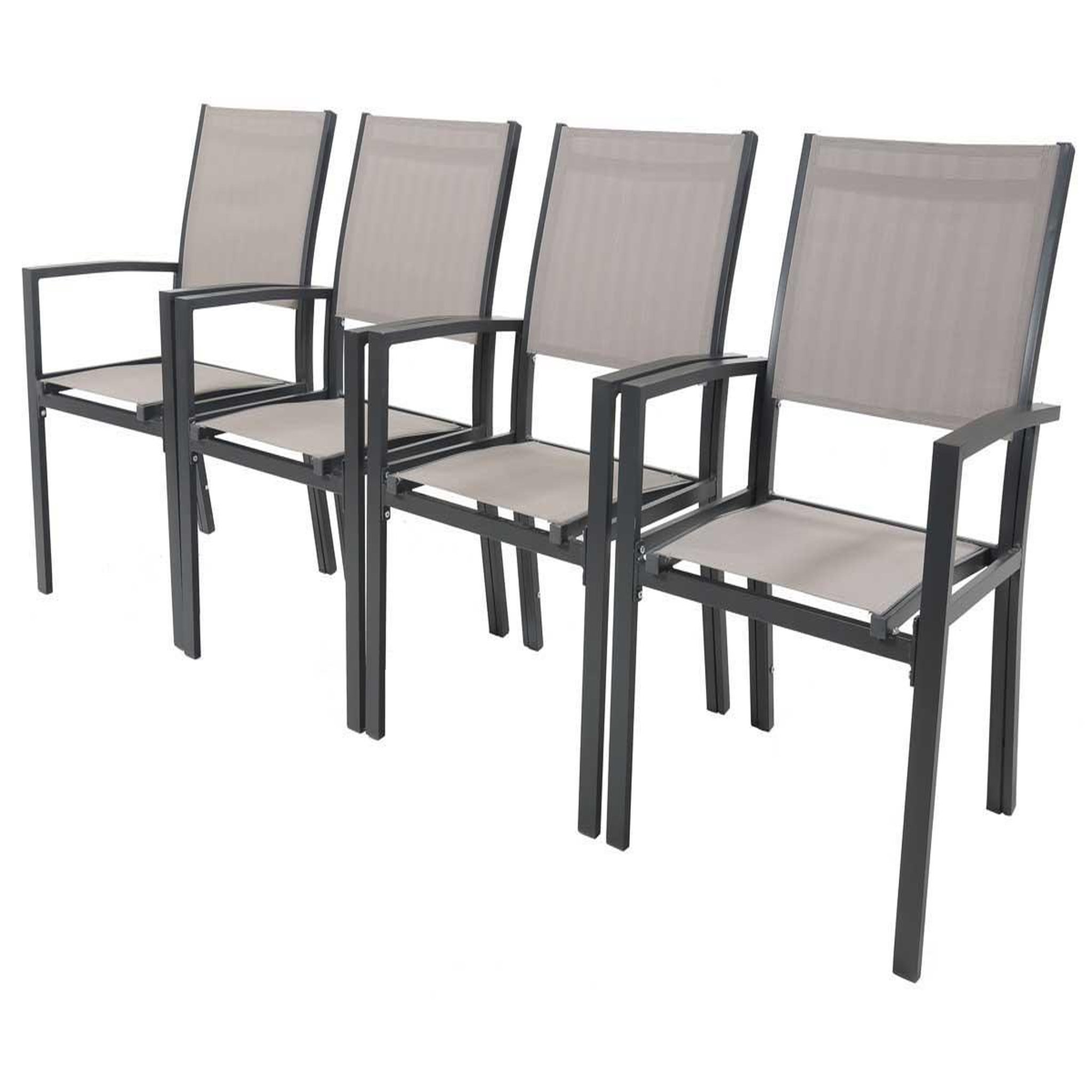 Voir la diapositive 4 : Habitat et Jardin Fauteuil jardin alu/textilène  tropic  - phoenix - taupe - lot de 2