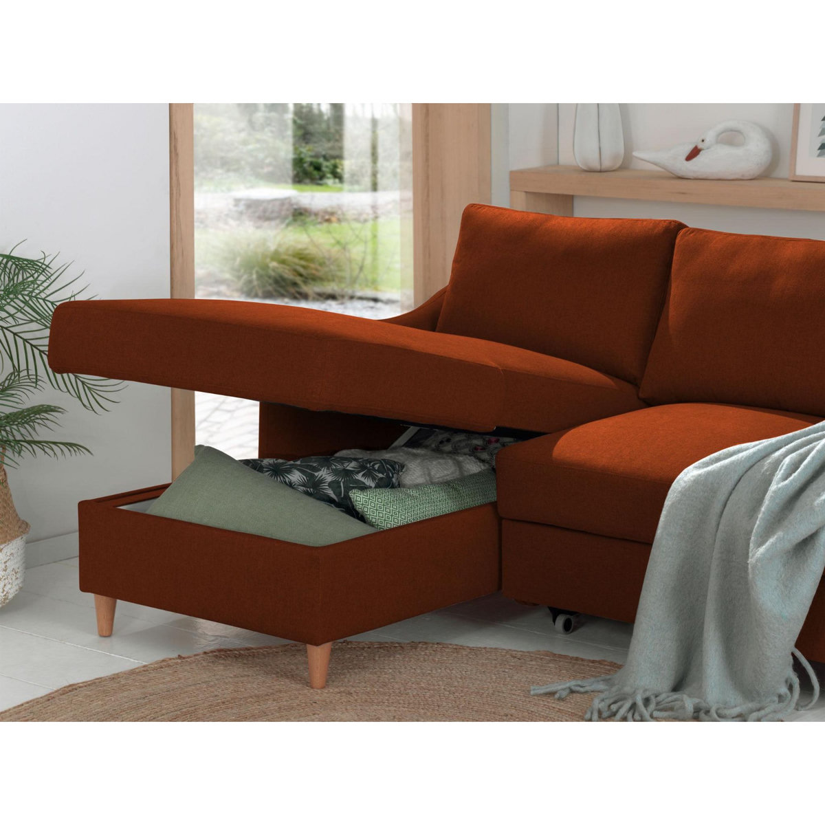 LISA DESIGN Will - canapé d'angle gauche - convertible avec coffre - 4 places - en tissu