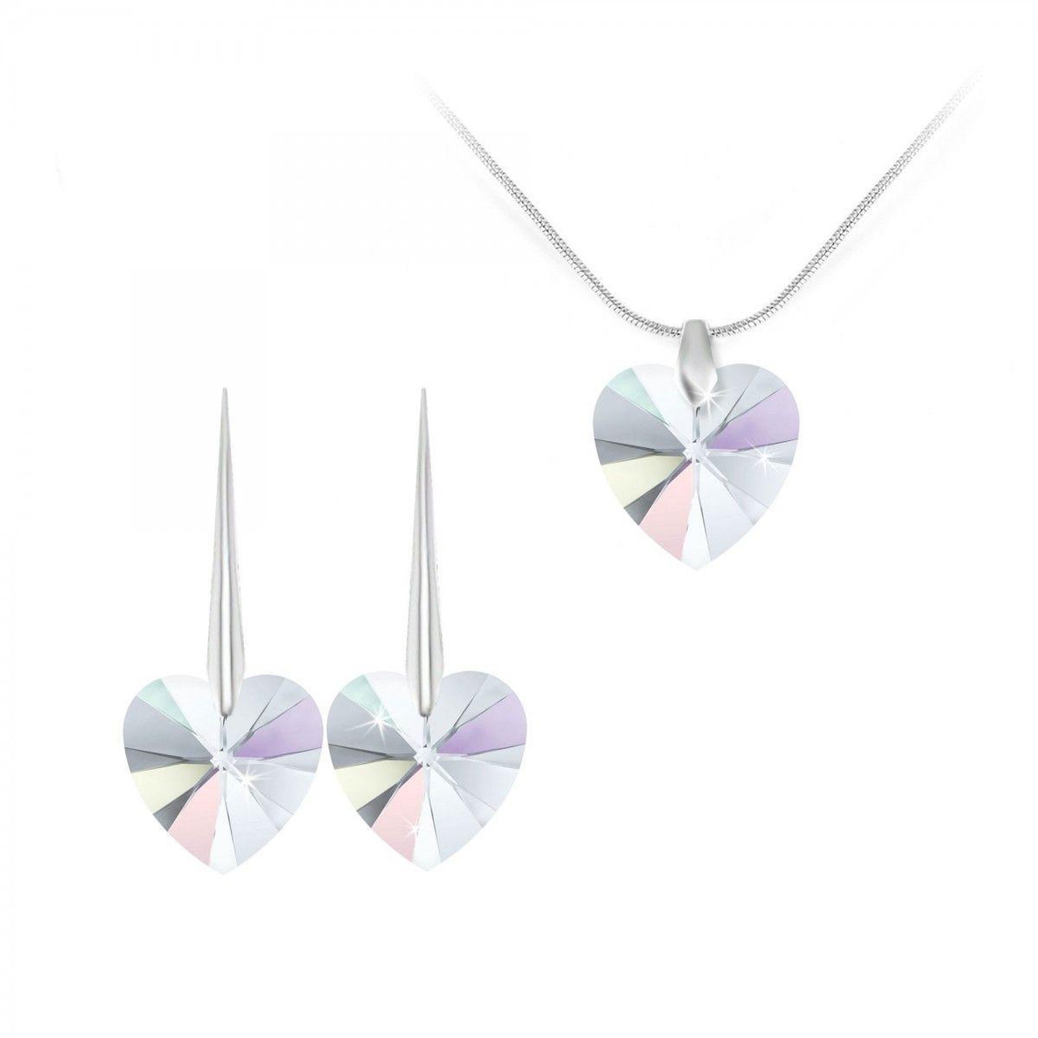 SC CRYSTAL Parure collier et boucles d'oreilles coeurs SC Crystal orneés de Cristaux scintillants