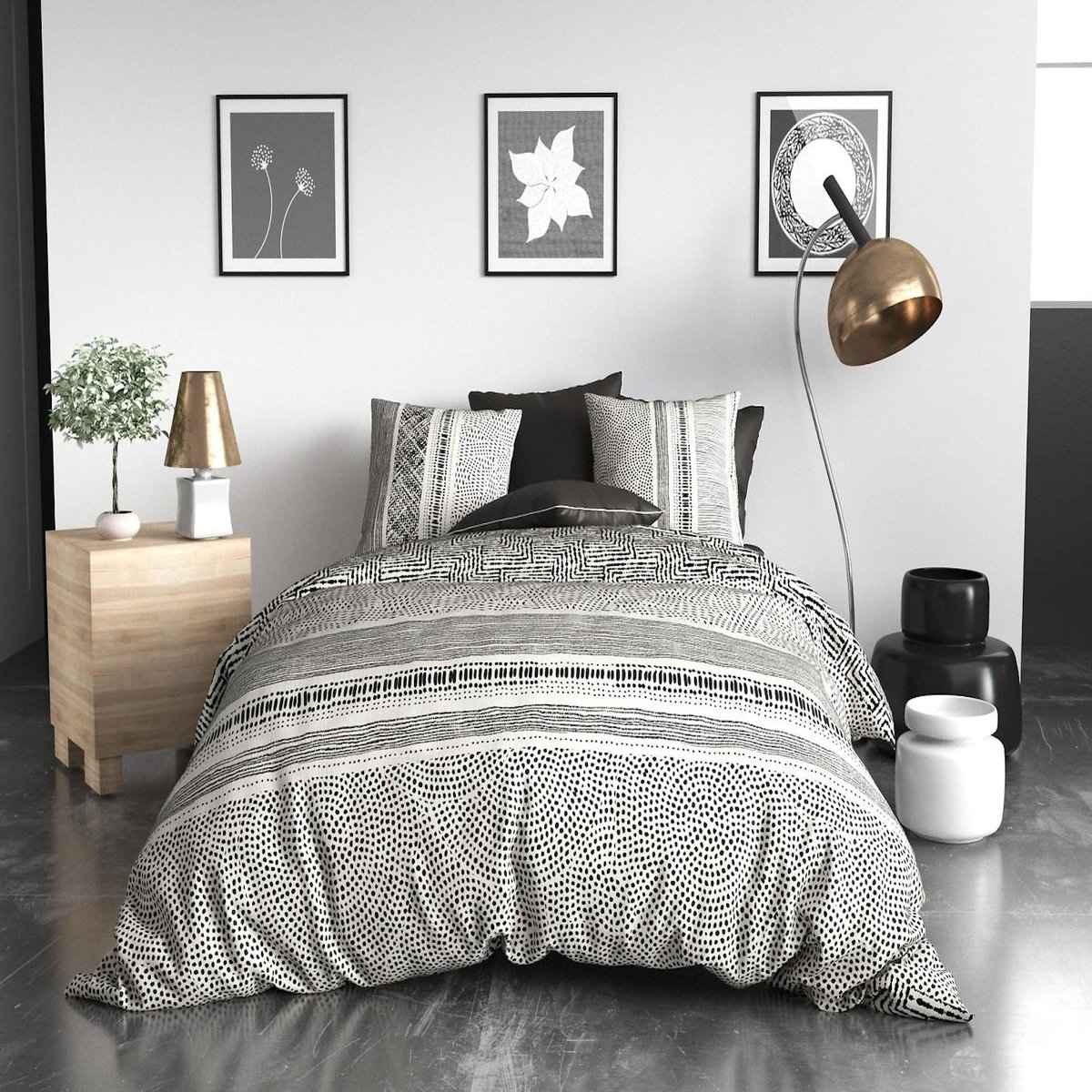 ATELIER DU COTON Parure Housse De Couette 100% Coton 57fils Lattice