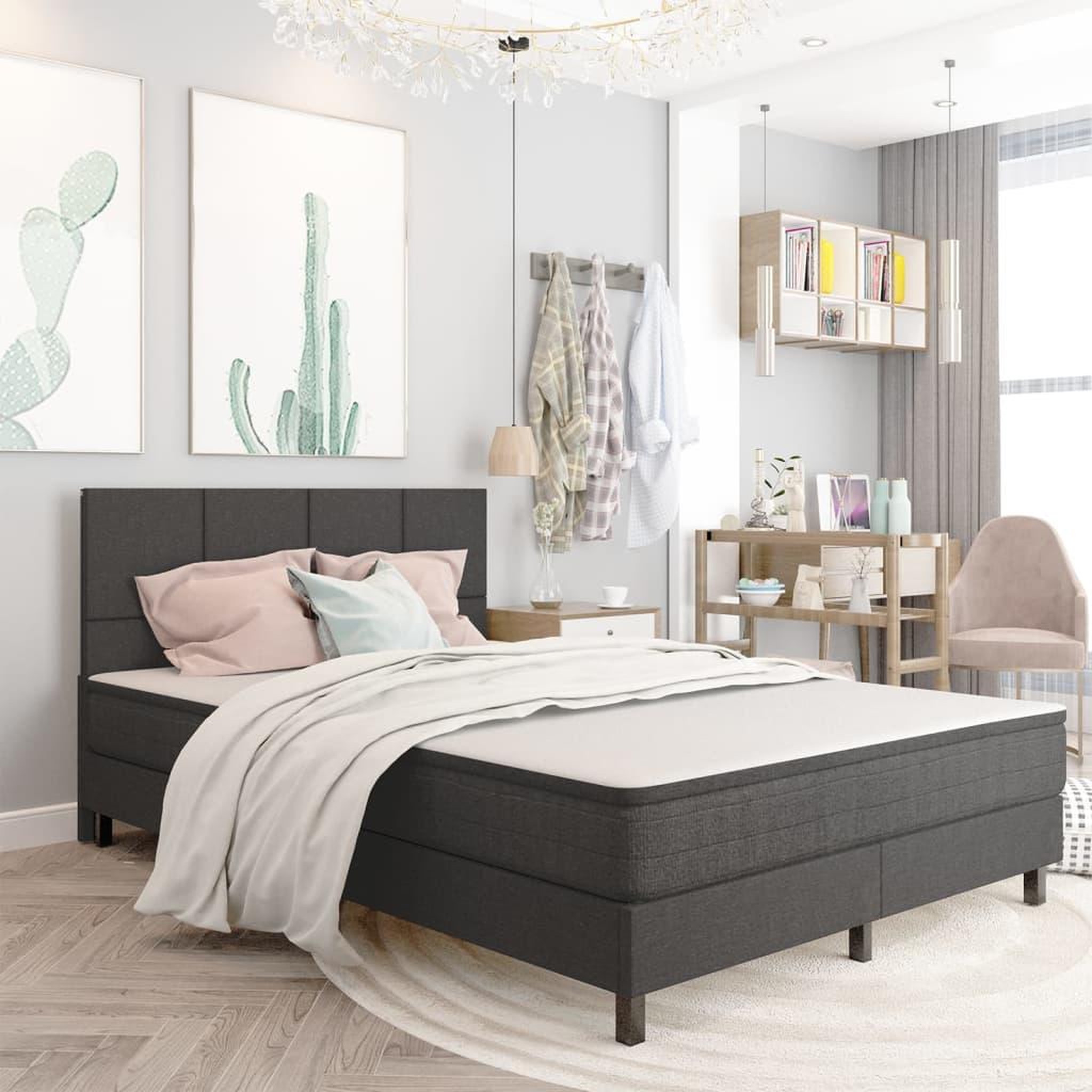 Voir la diapositive 2 : VIDAXL Tete de lit Gris fonce Tissu 180x200 cm