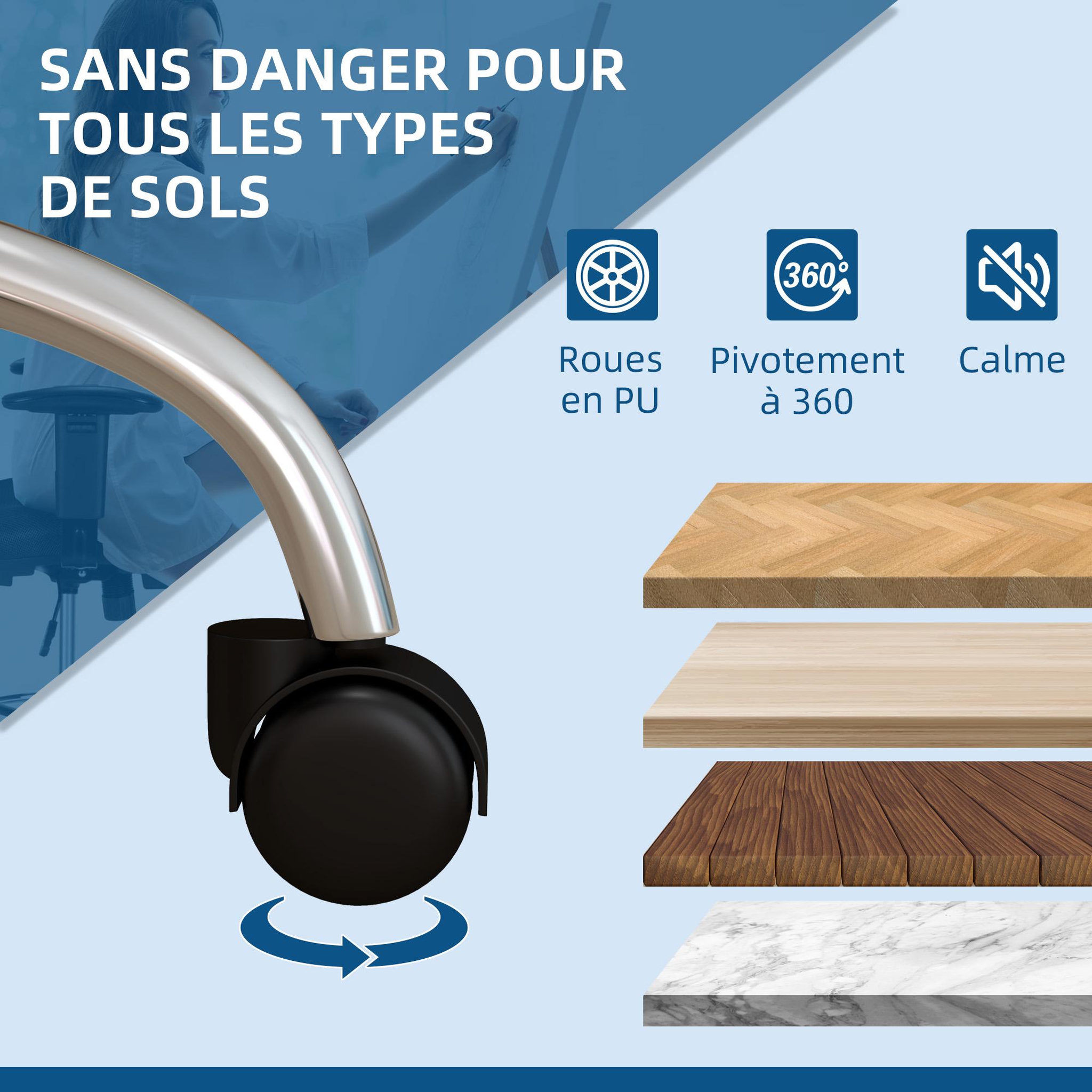 Voir la diapositive 6 : VINSETTO Chaise de bureau design néo-rétro - dossier 2 boutons, accoudoirs rembourrés - piètement structure acier chromé PU beige