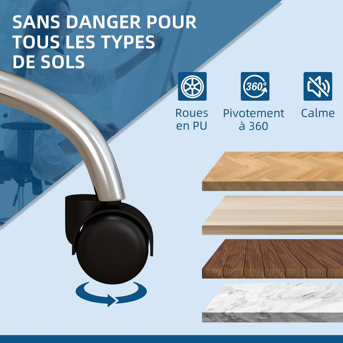 VINSETTO Chaise de bureau design néo-rétro - dossier 2 boutons, accoudoirs rembourrés - piètement structure acier chromé PU beige