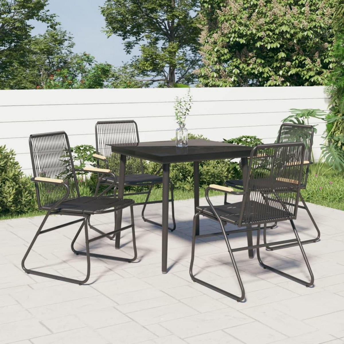 VIDAXL Ensemble a manger de jardin 5 pcs Noir Rotin PVC