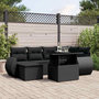 Voir la diapositive 1 : VIDAXL Salon de jardin 7 pcs avec coussins noir resine tressee
