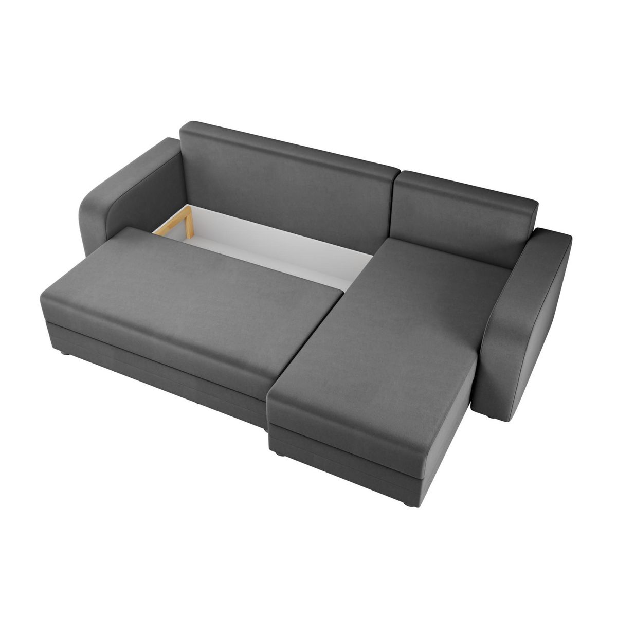 BEST MOBILIER Harvey - canapé d'angle réversible 4 places convertible avec coffre en velours