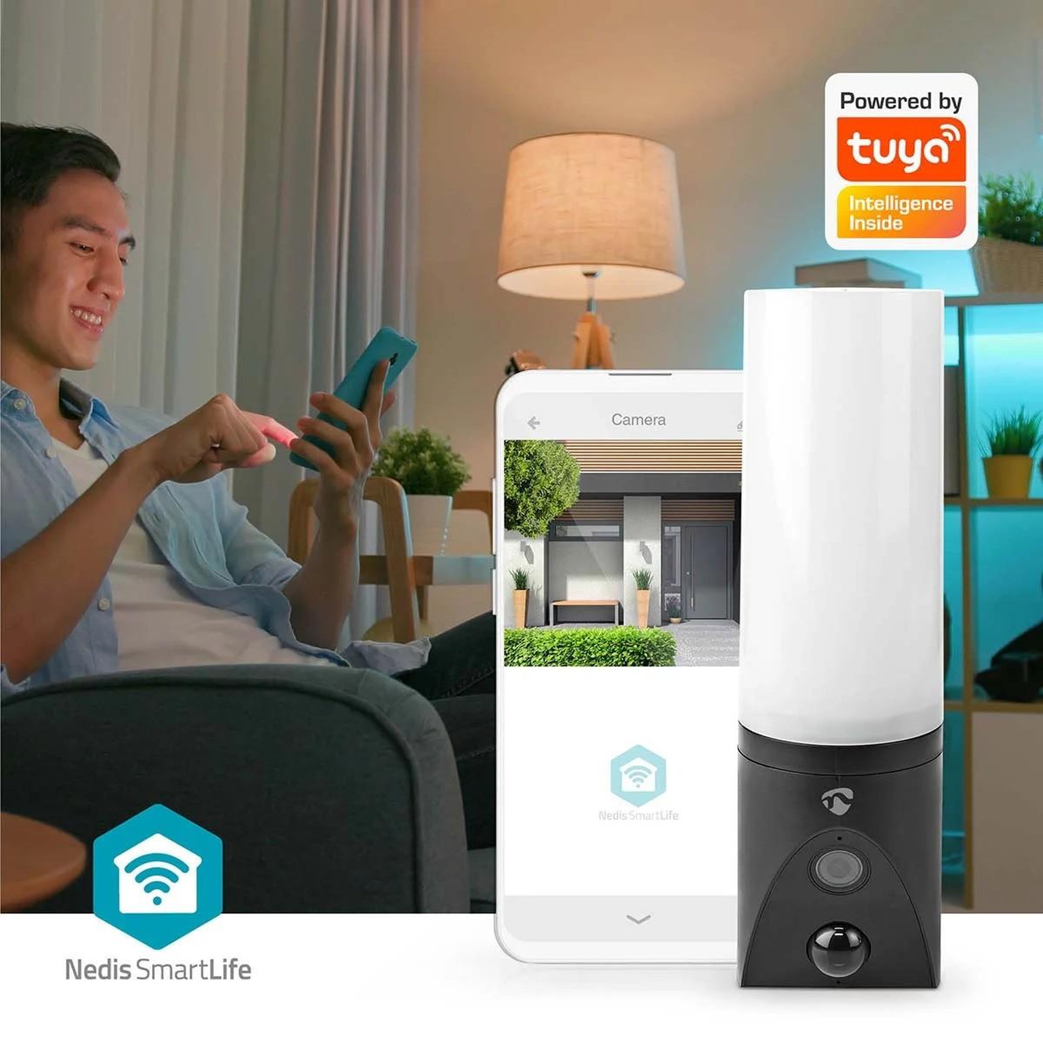 Voir la diapositive 4 : NEDIS Caméra de sécurité Extérieure Wi-Fi Full HD Détection de mouvement Vision Nocturne éclairage 1000 lumens IP65  Nedis