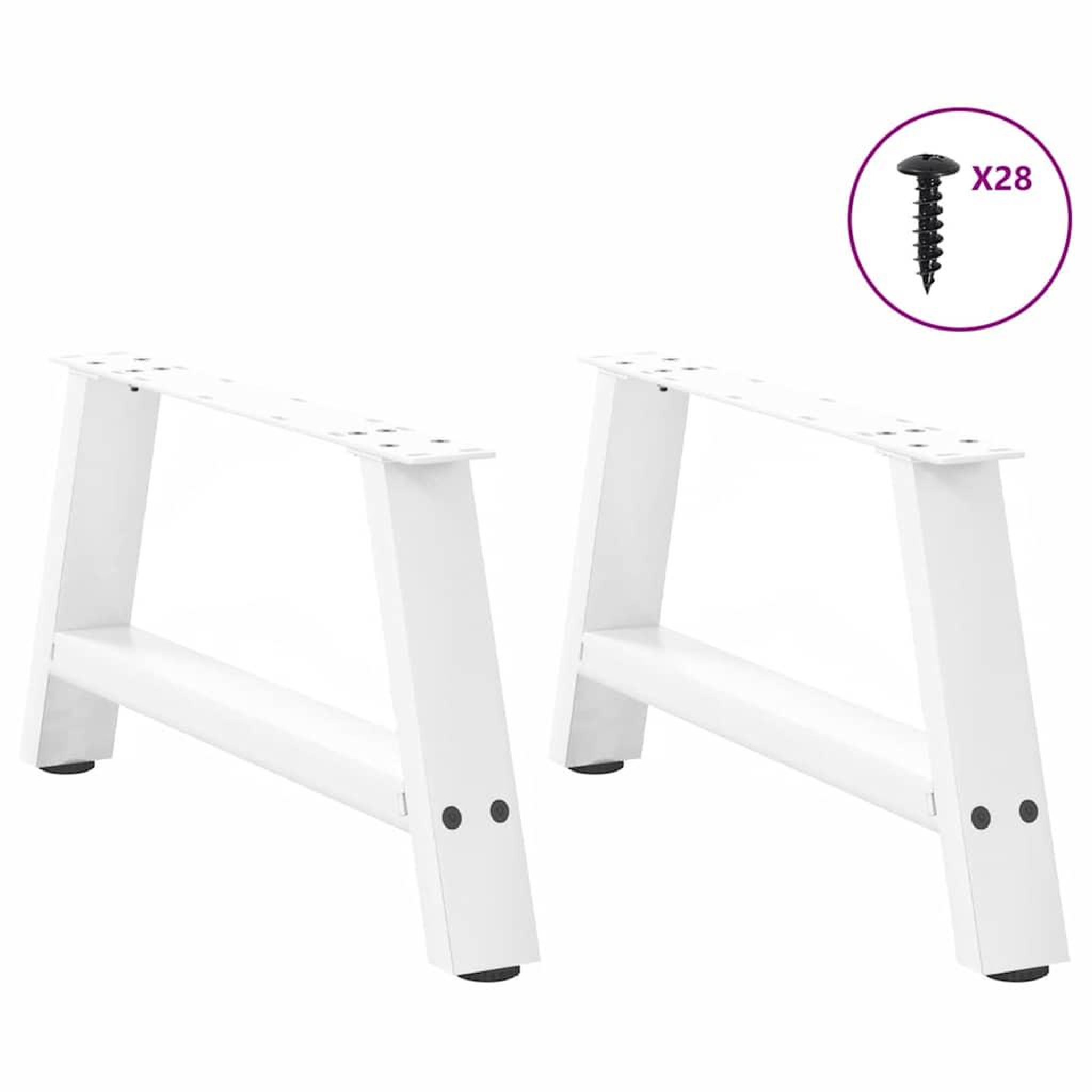 Voir la diapositive 3 : VIDAXL Pieds de table basse forme de A 2 pcs blanc 60x(30-31) cm acier