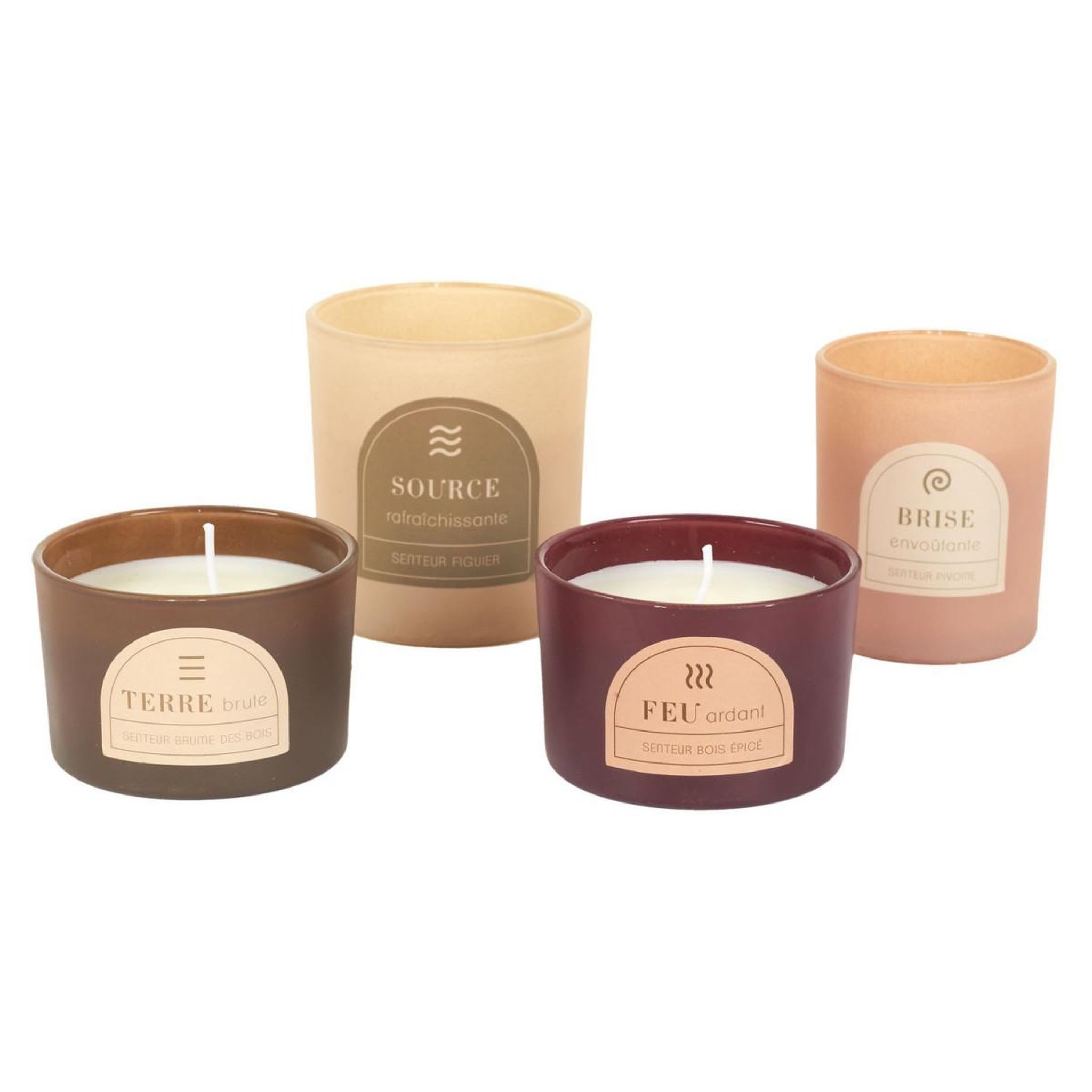 Voir la diapositive 2 : The Home Deco Factory Coffret 4 bougies parfumées  éléments  8cm beige