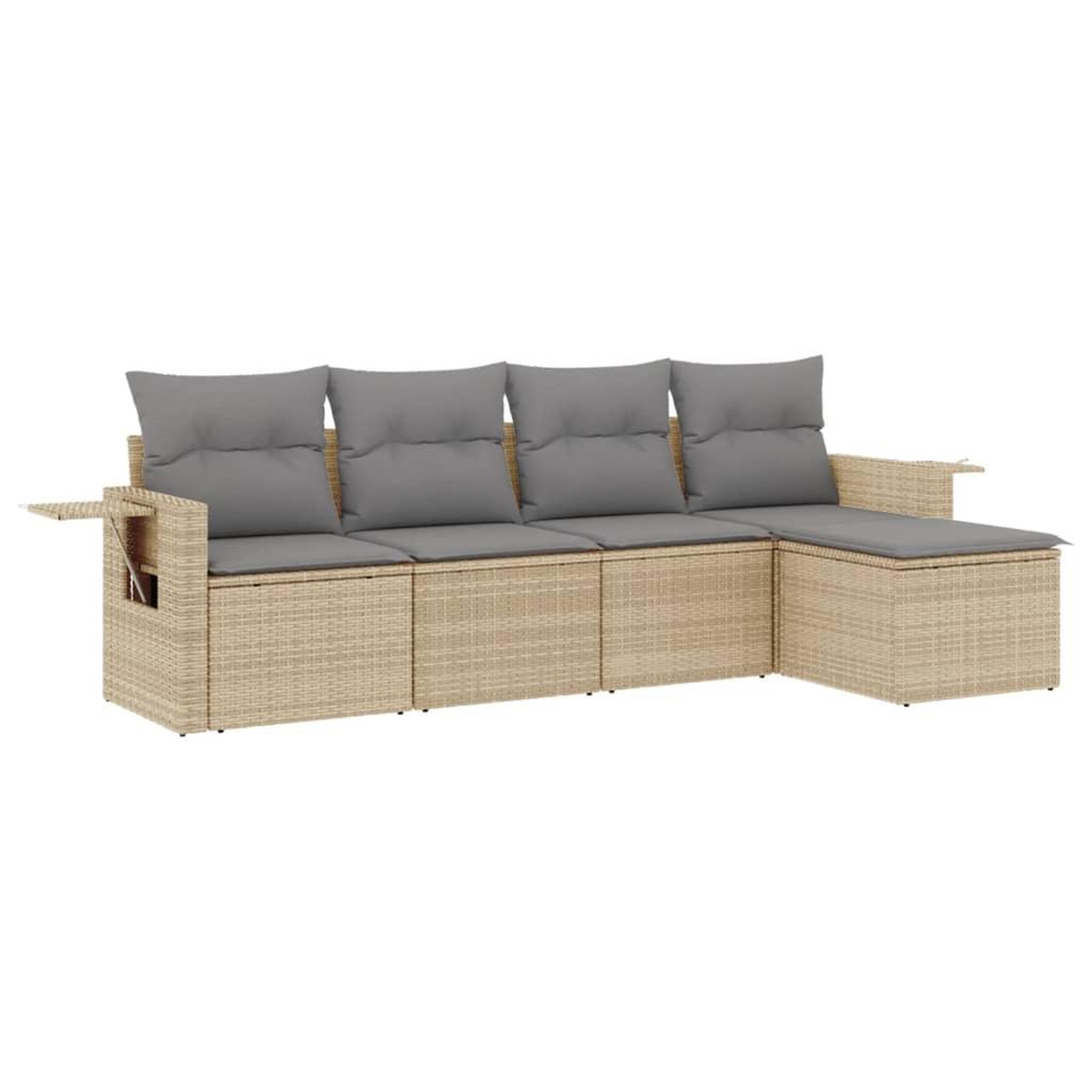 Voir la diapositive 2 : VIDAXL Salon de jardin avec coussins 5 pcs beige resine tressee