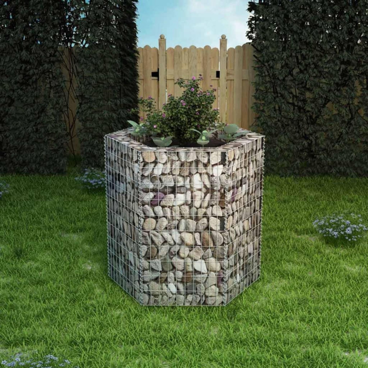 VIDAXL Lit sureleve a gabion hexagonale 100x90x100 cm