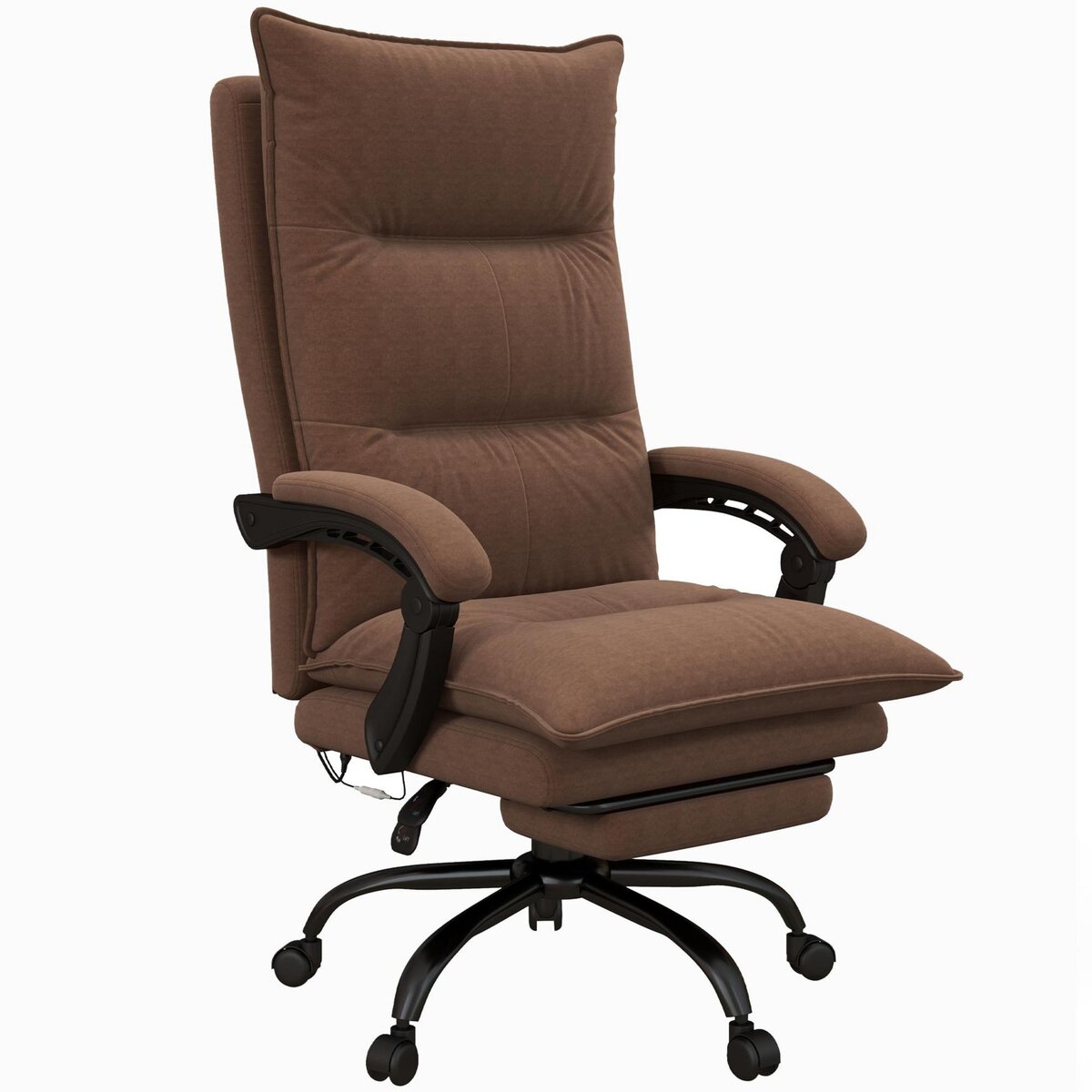 VINSETTO Fauteuil de bureau massant chauffant inclinable réglable repose-pieds rétractable microfibre marron