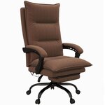 VINSETTO Fauteuil de bureau massant chauffant inclinable réglable repose-pieds rétractable microfibre marron