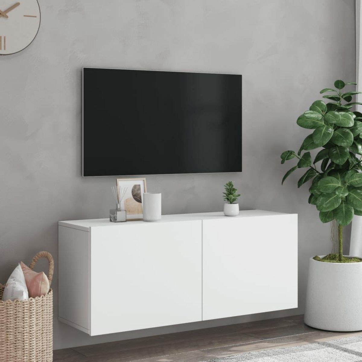 VIDAXL Meuble TV mural blanc 100x30x41 cm