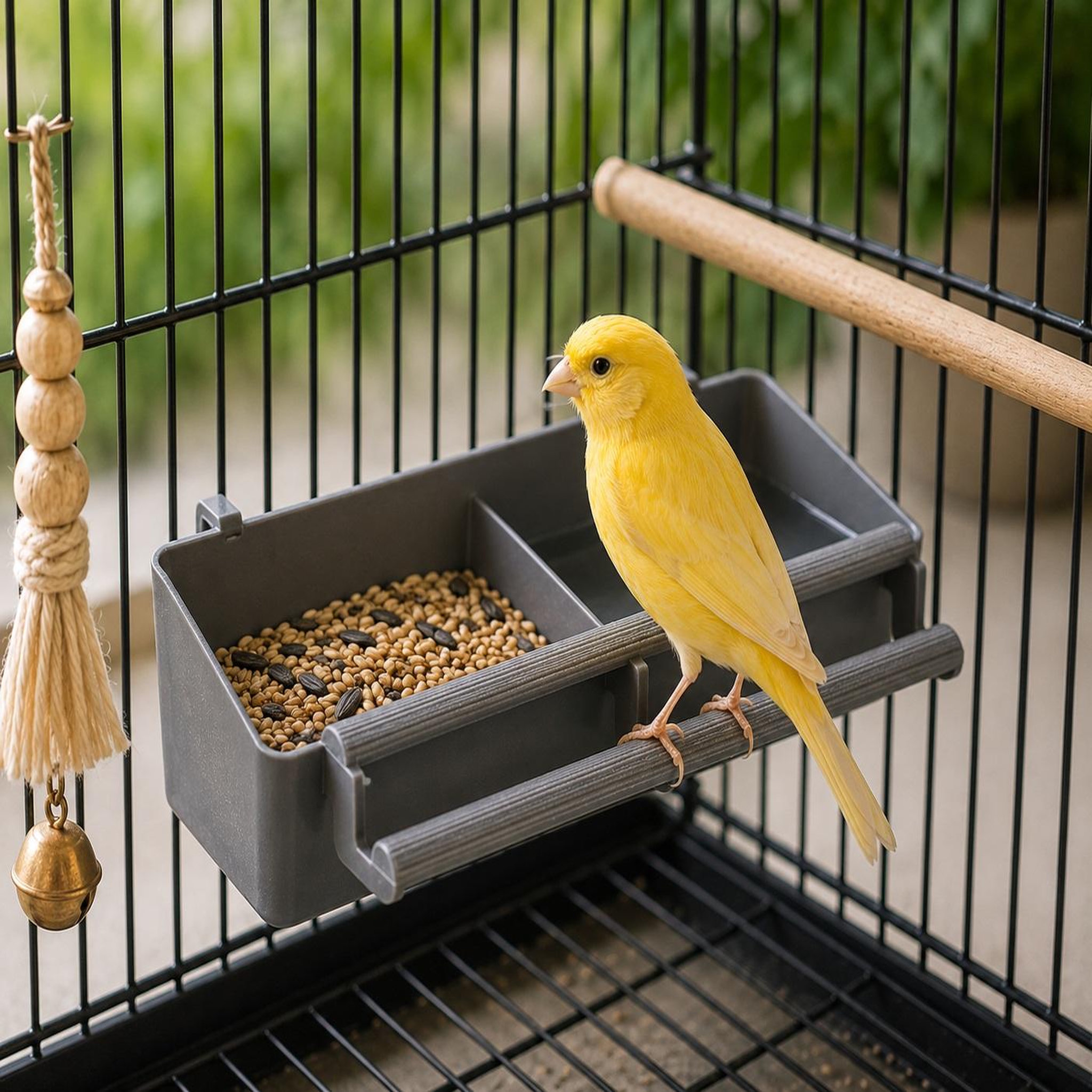 Voir la diapositive 2 : Eden Mangeoire double pour oiseaux avec perchoir