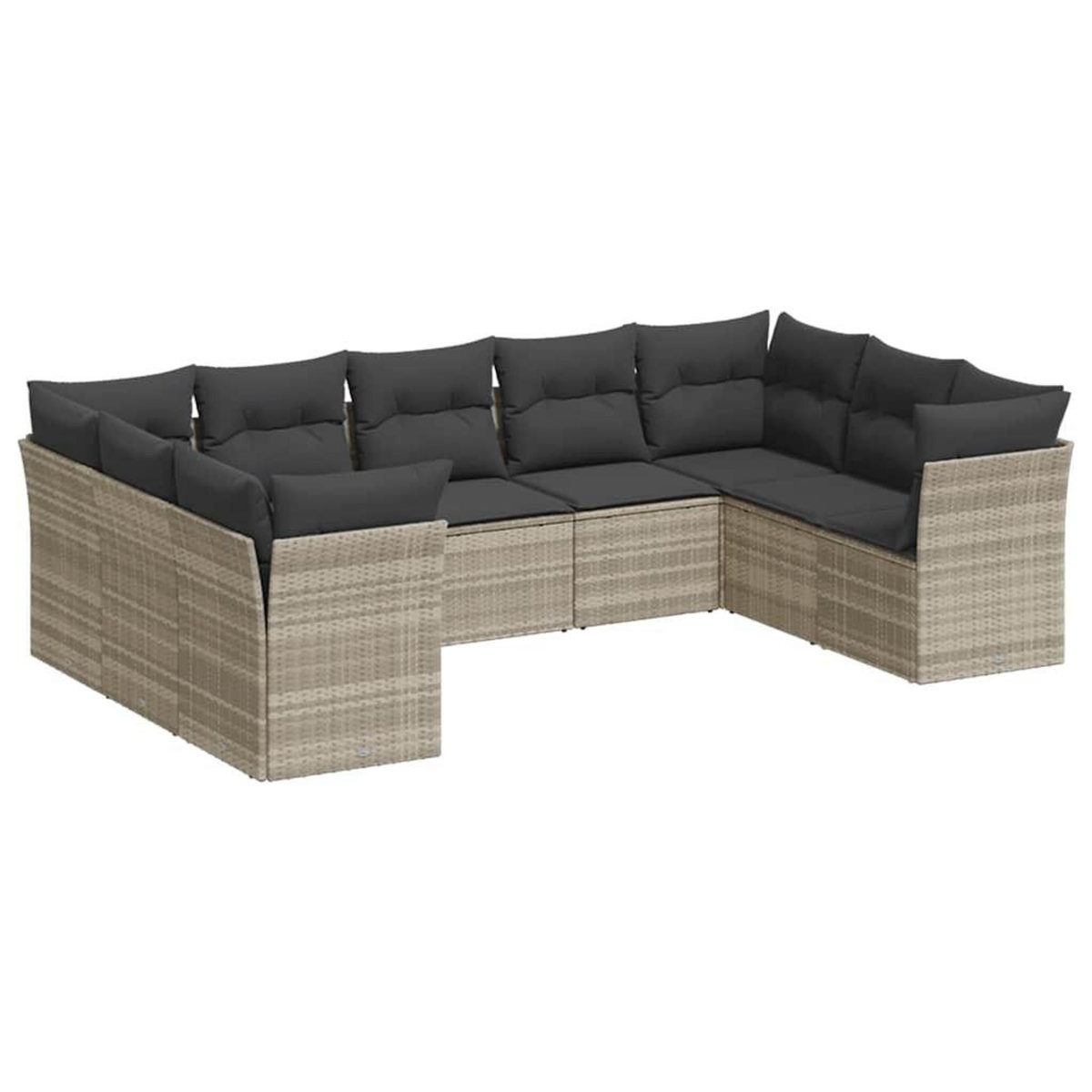 VIDAXL Salon de jardin 9 pcs avec coussins gris clair resine tressee