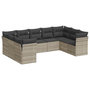 Voir la diapositive 2 : VIDAXL Salon de jardin 9 pcs avec coussins gris clair resine tressee