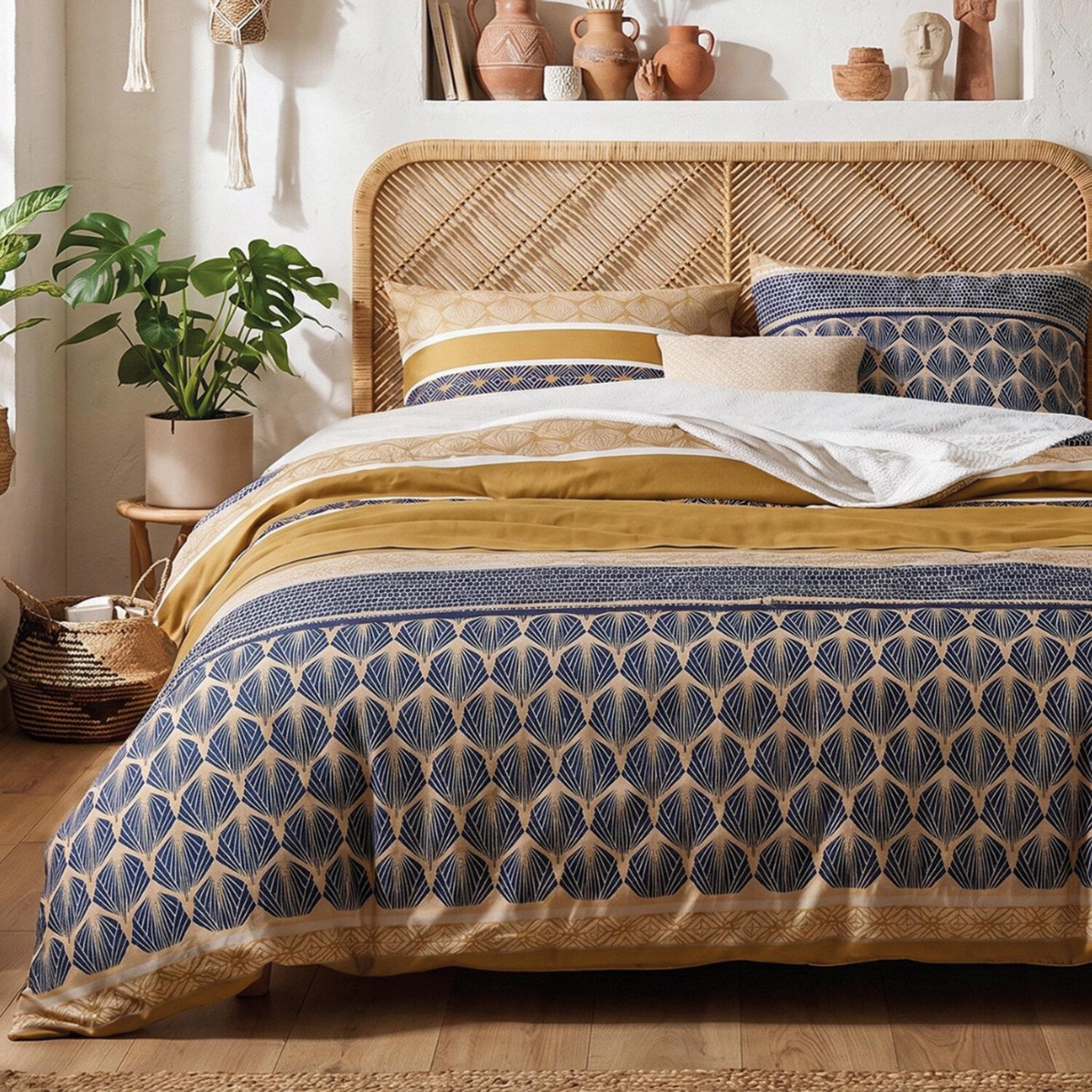 ATELIER DU COTON Parure housse de couette en coton 57 fils celorn. Coloris disponibles : Jaune