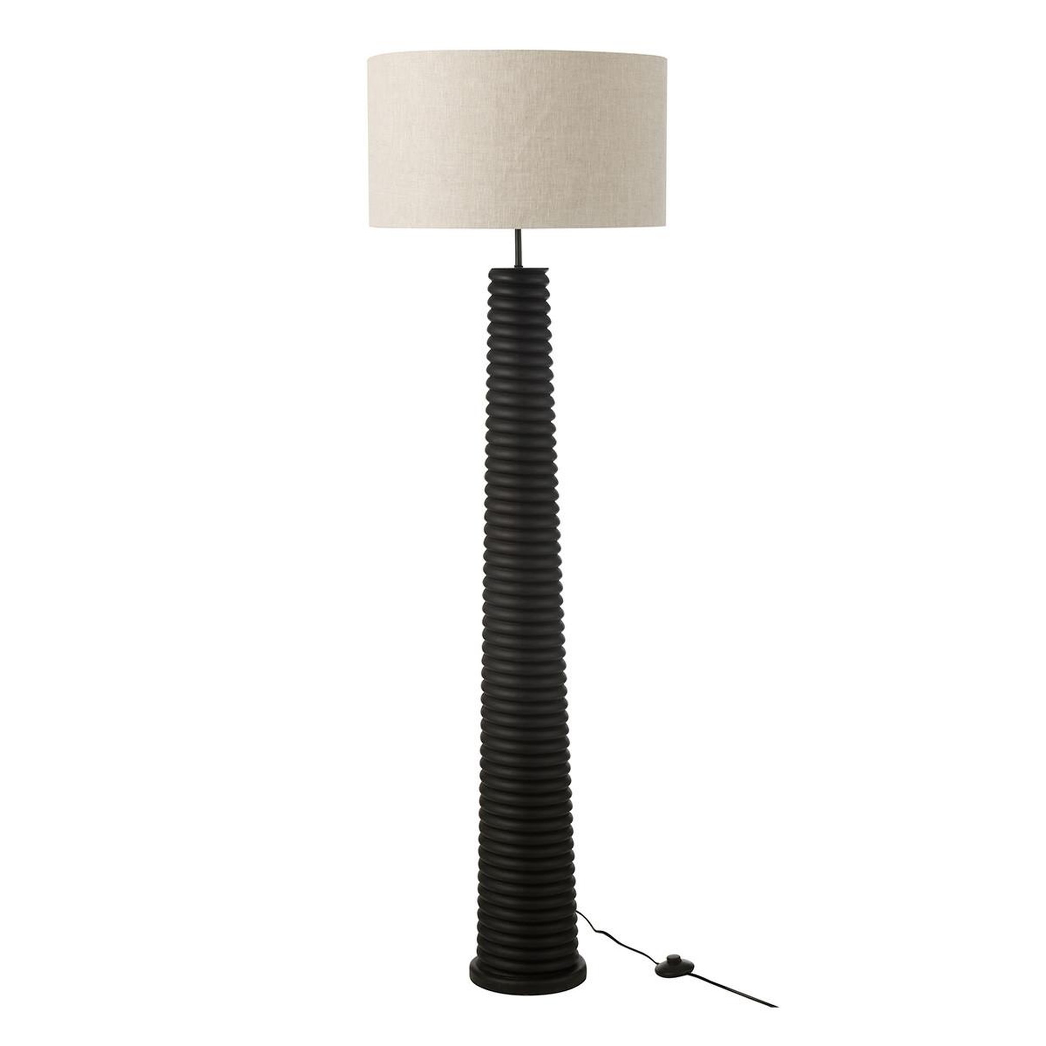 J-LINE Lampadaire filetage en bois  ailanthus  160cm noir