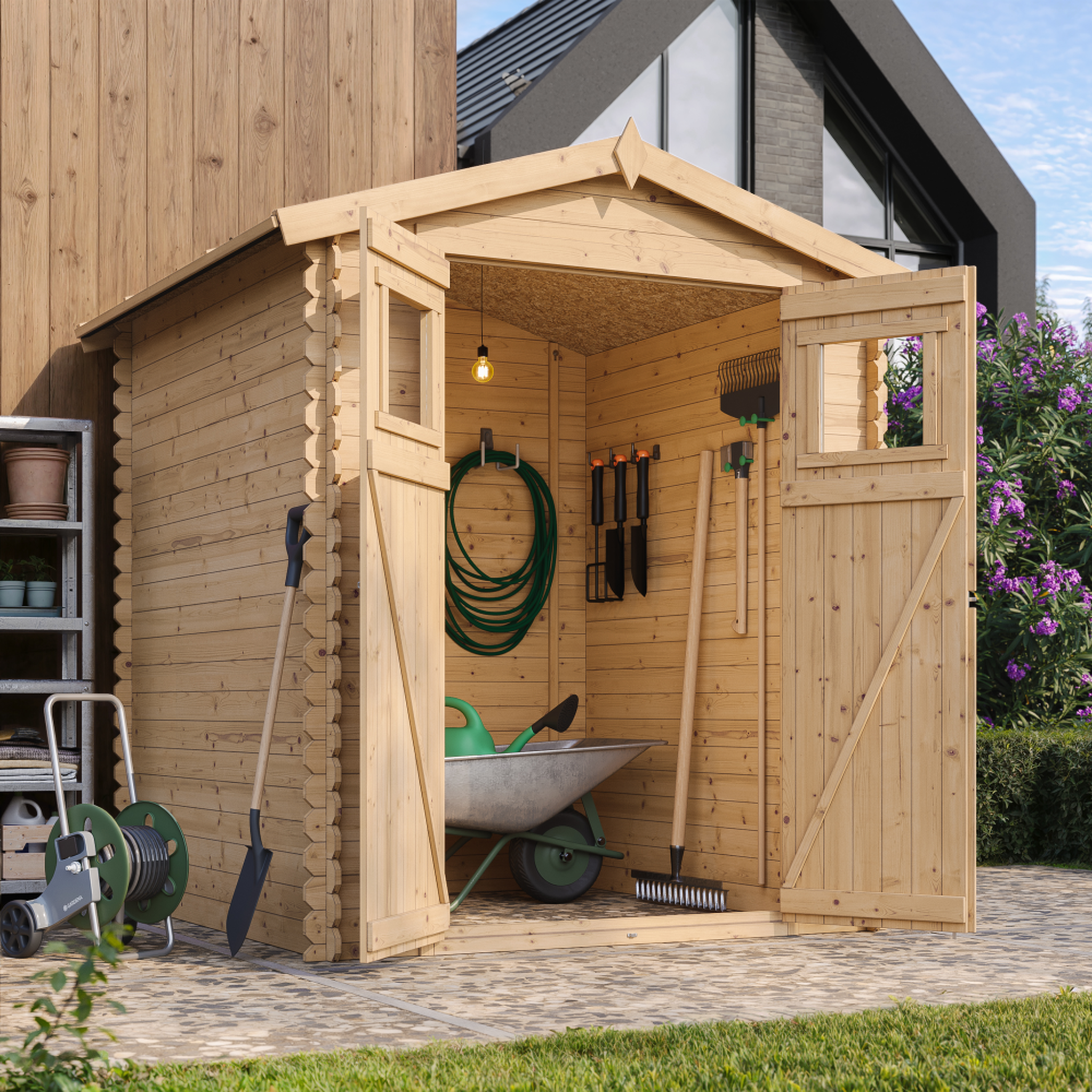 Voir la diapositive 6 : TIMBELA Abri de Jardin en Bois 2,82 m² Cabanon Jardin Exterieur à Outils et Velo avec Fenêtres M320