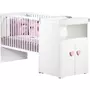 BABY PRICE Lit bébé combiné évolutif - BABY PRICE - Basic - Blanc - Bouton coeur rose -60 x 120 cm