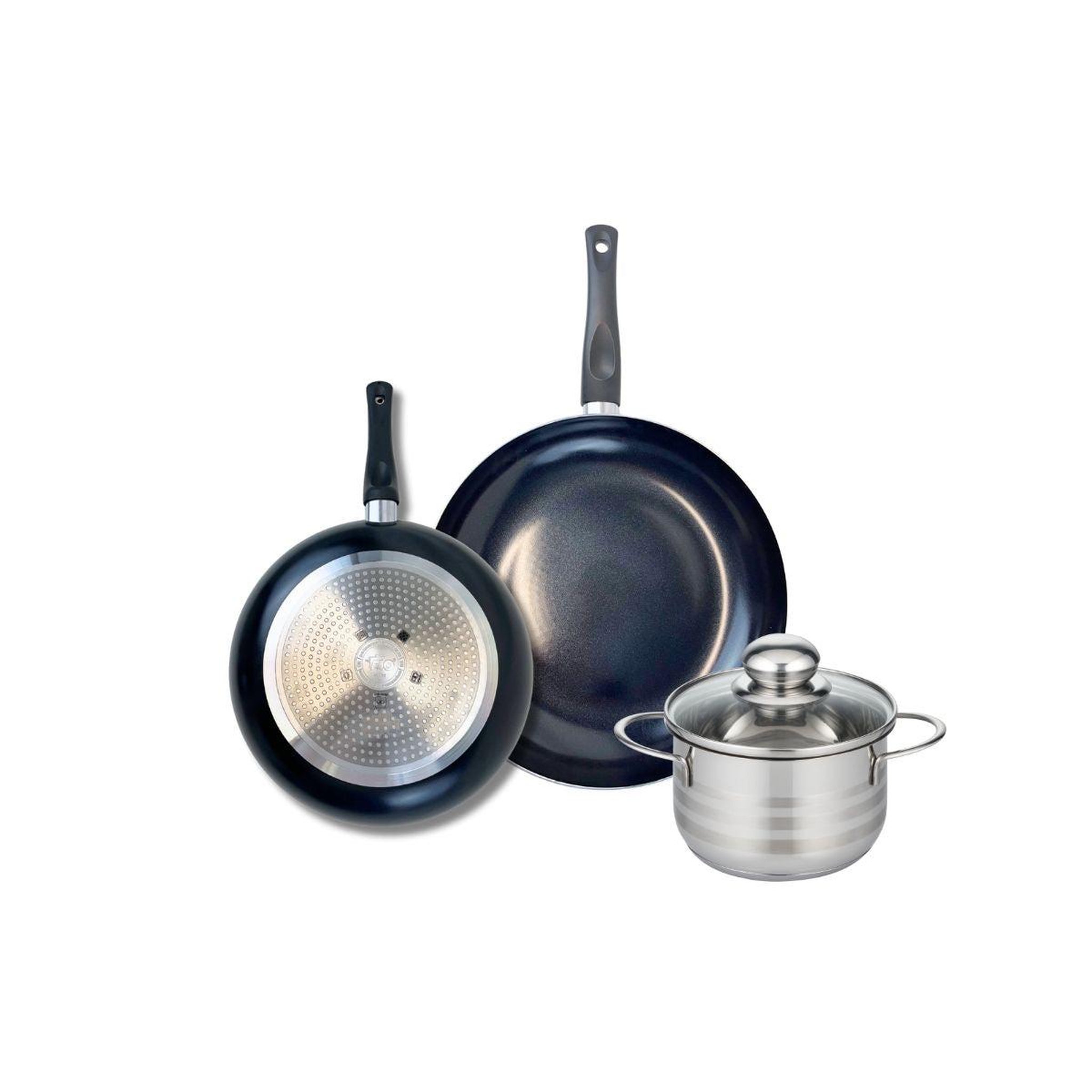 ELO Ensemble de 2 poêles de cuisson 24 et 28 cm et 1 faitout 16 cm elo prima brillant