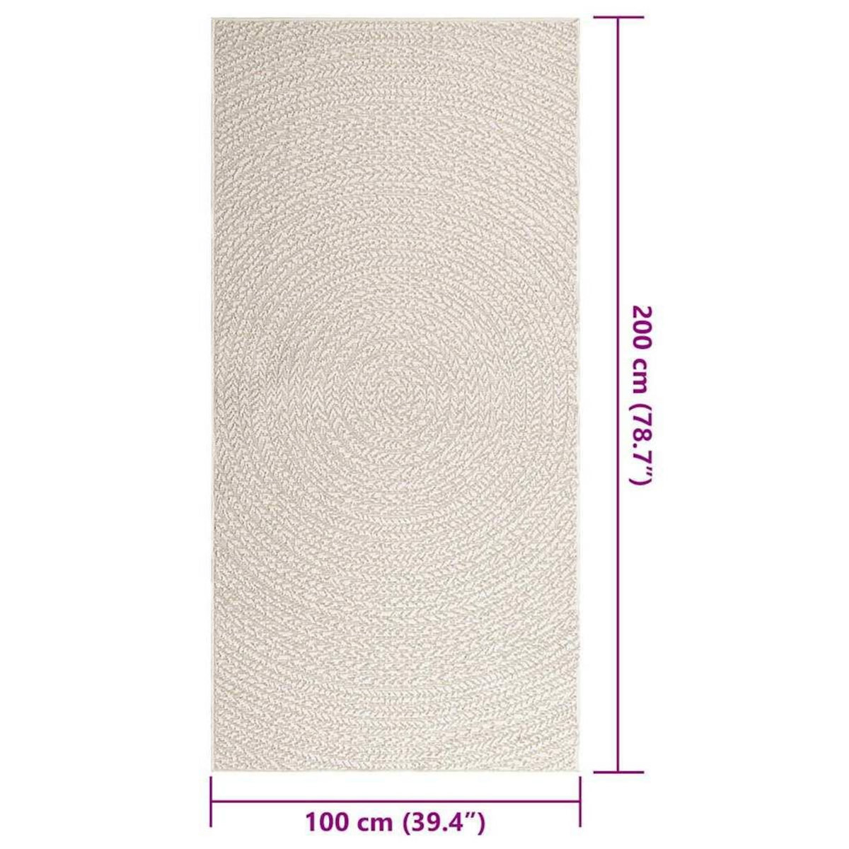 VIDAXL Tapis ZIZUR creme 100x200 cm aspect de jute interieur exterieur