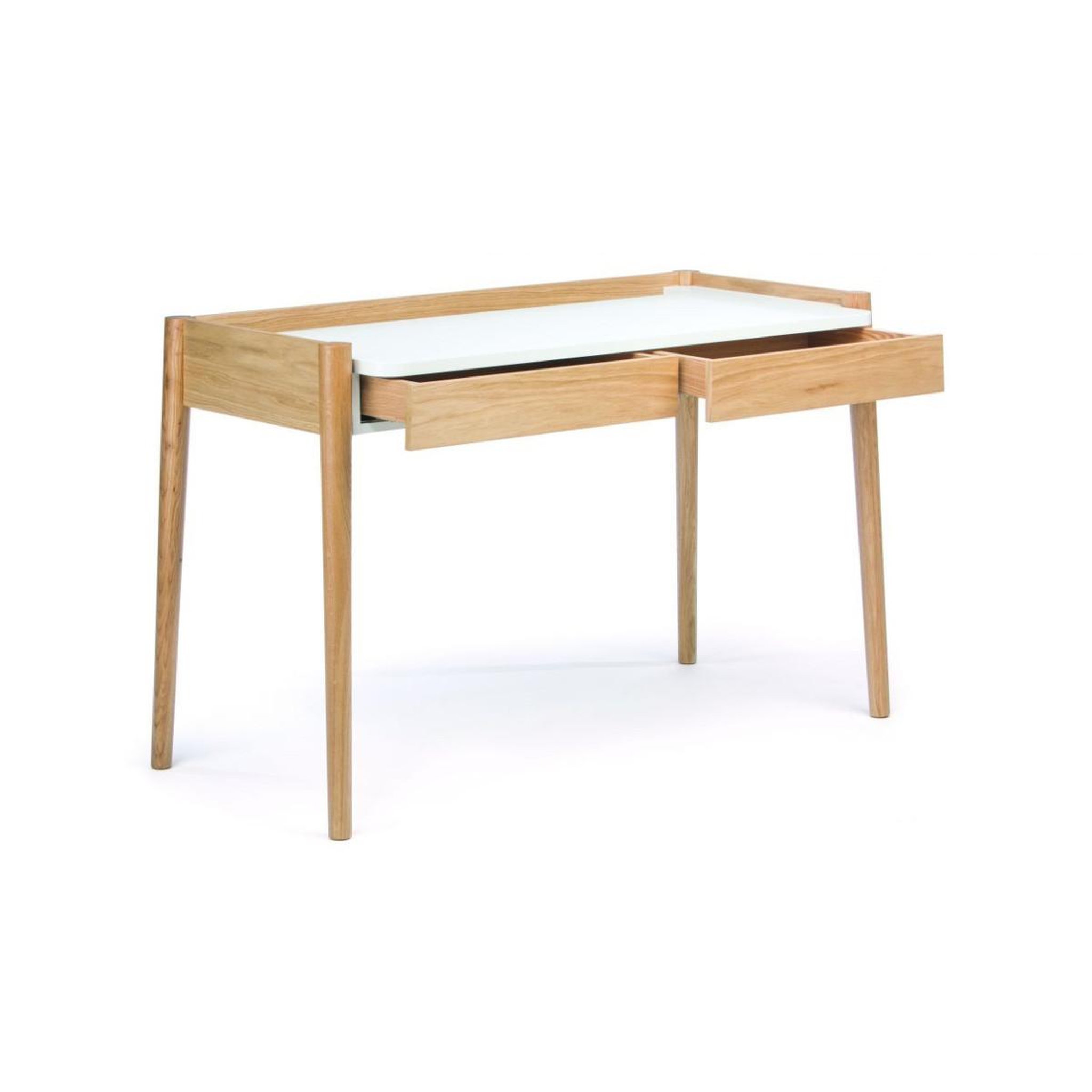 Voir la diapositive 4 : Paris Prix Bureau 2 tiroirs  feldbach  126cm chêne & blanc