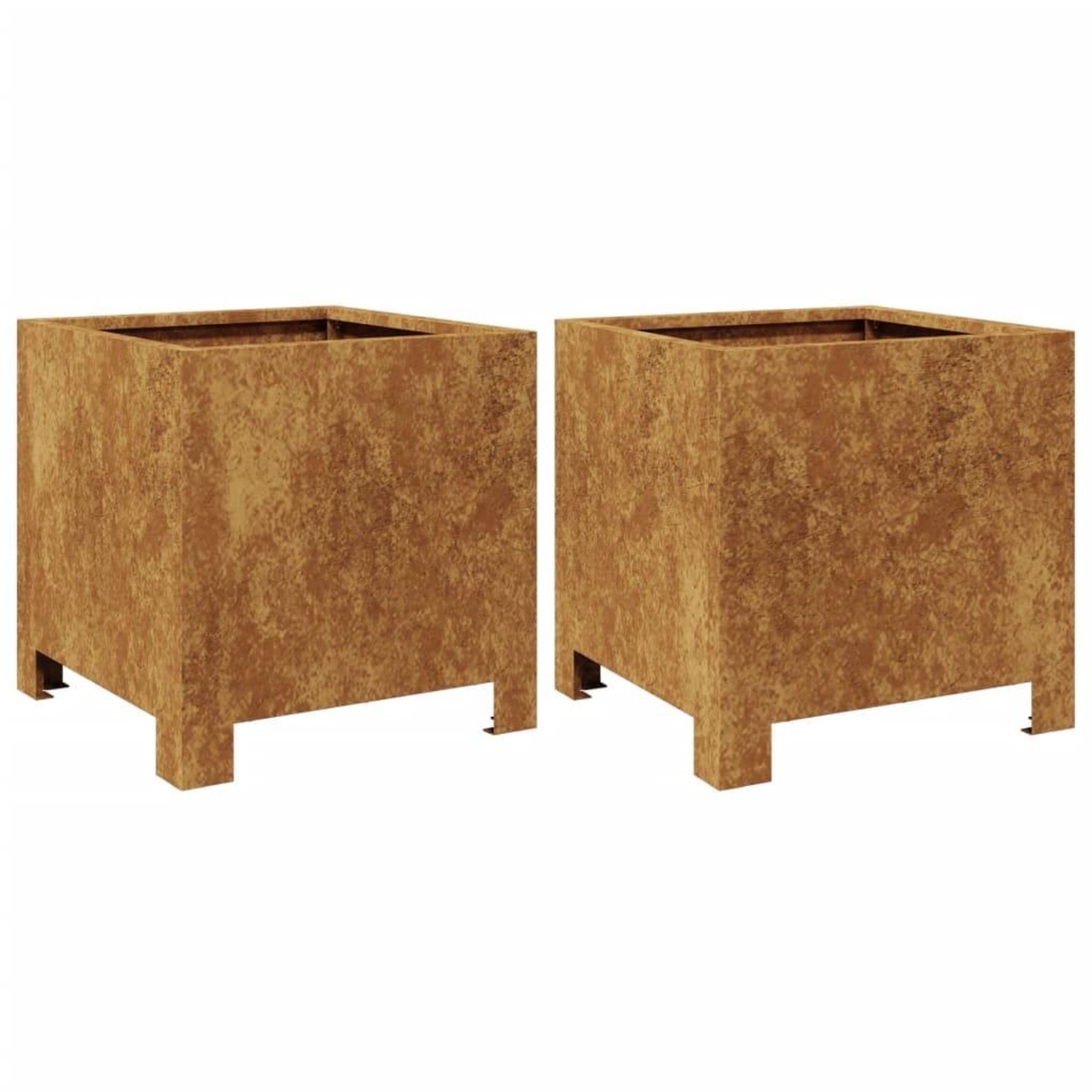 Voir la diapositive 2 : VIDAXL Jardinieres 2 pcs 30x30x30 cm acier resistant aux intemperies