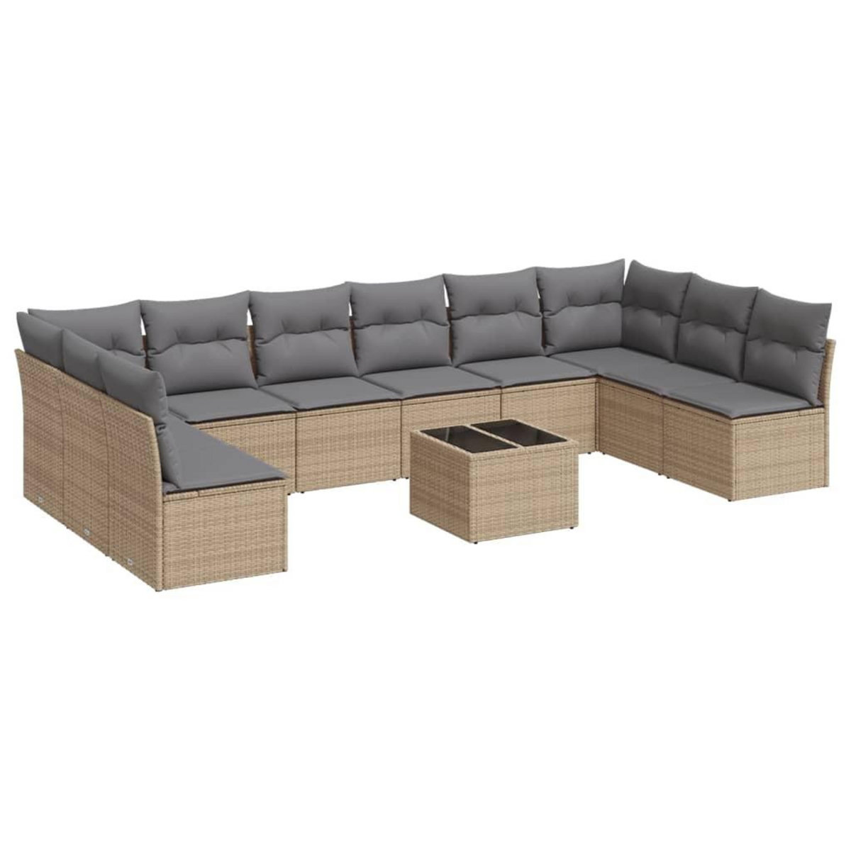 VIDAXL Salon de jardin 11 pcs avec coussins beige resine tressee