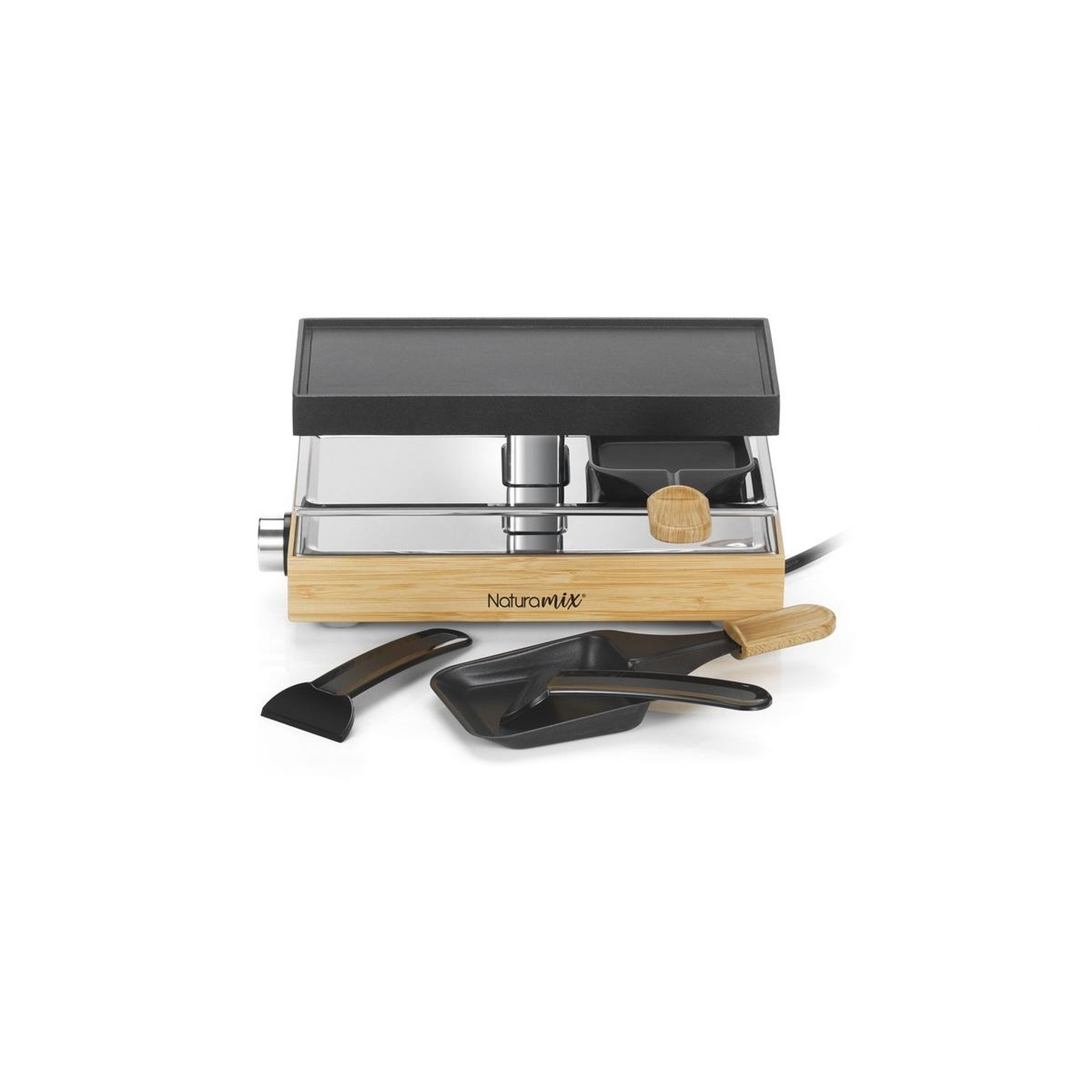 Voir la diapositive 4 : NATURAMIX Appareil à raclette 8 personnes 1200w gril - RAC.WOOD-8