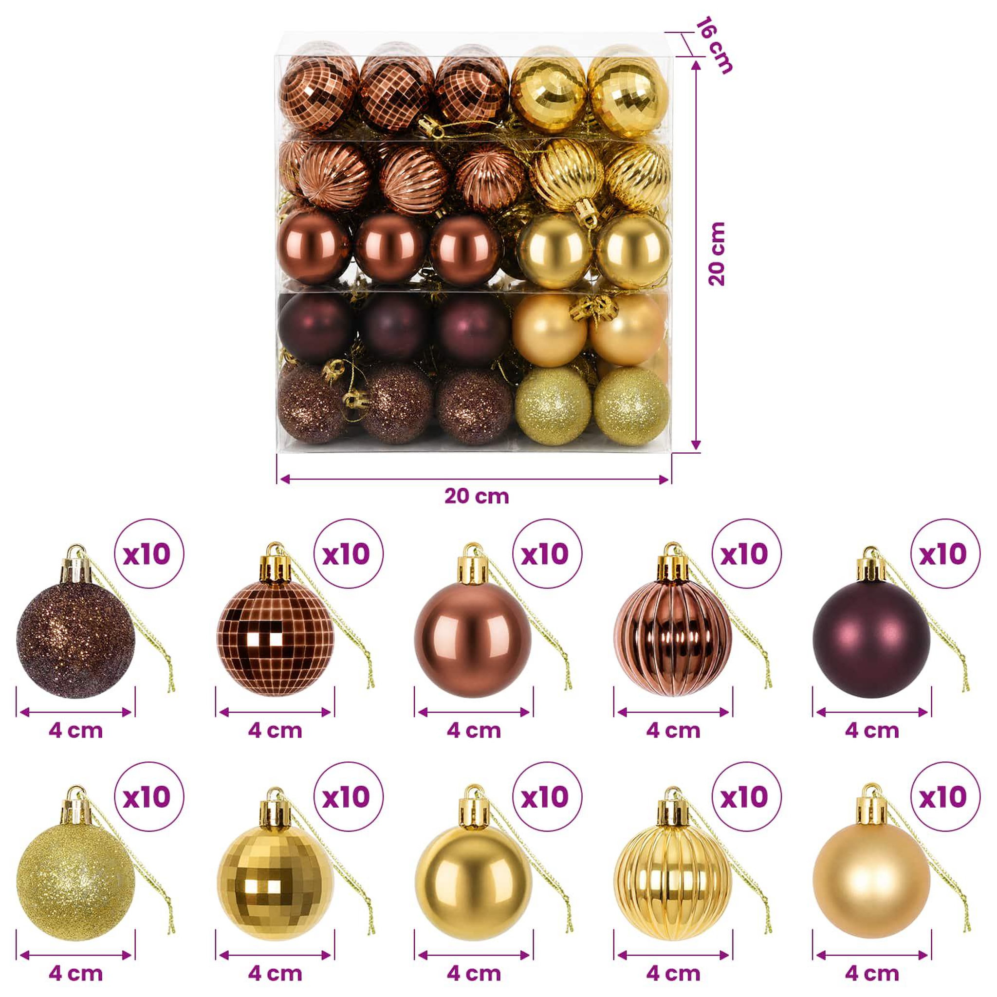 Voir la diapositive 3 : VIDAXL Ensemble de boules de Noël 100 pc Marron et or 4 cm Polystyrene