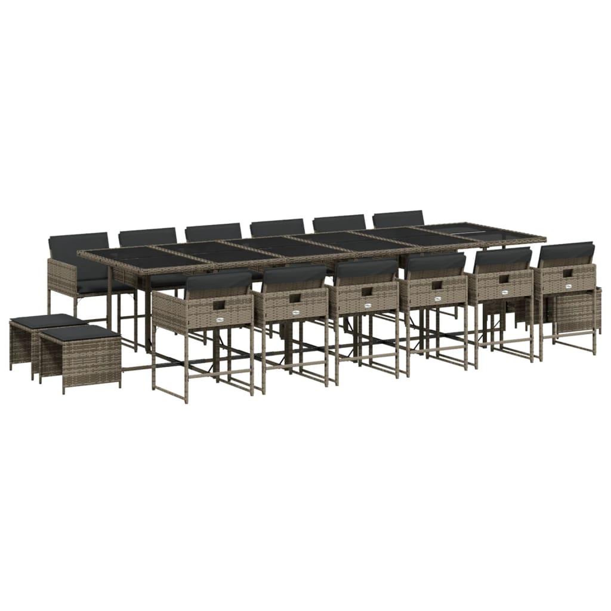 Voir la diapositive 2 : VIDAXL Ensemble a manger de jardin 17 pcs et coussins resine tressee