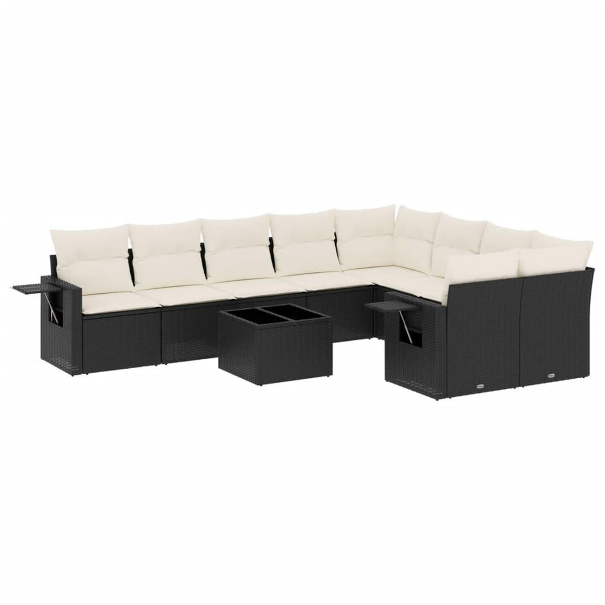Voir la diapositive 2 : VIDAXL Salon de jardin 10 pcs avec coussins noir resine tressee