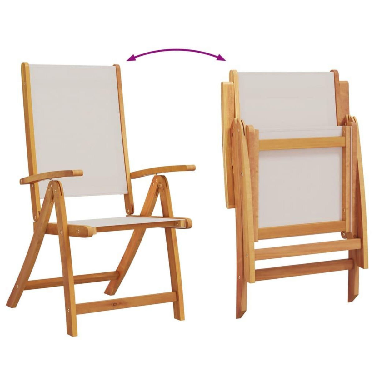 VIDAXL Chaises pliables de jardin lot de 4 bois d'acacia et textilene