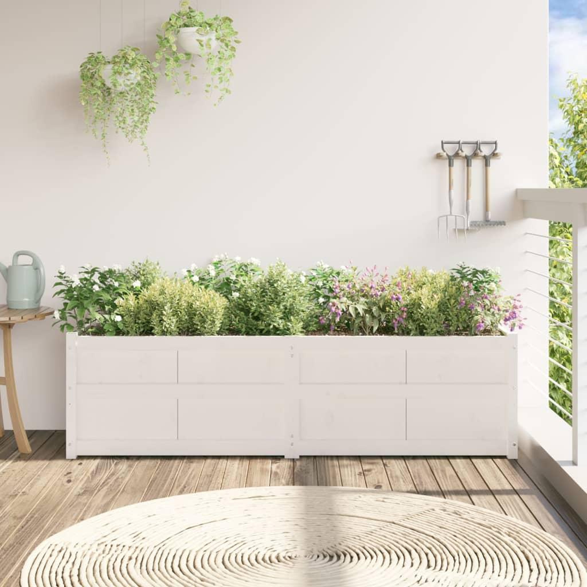 Voir la diapositive 3 : VIDAXL Jardiniere blanc 180x50x50 cm bois de pin massif