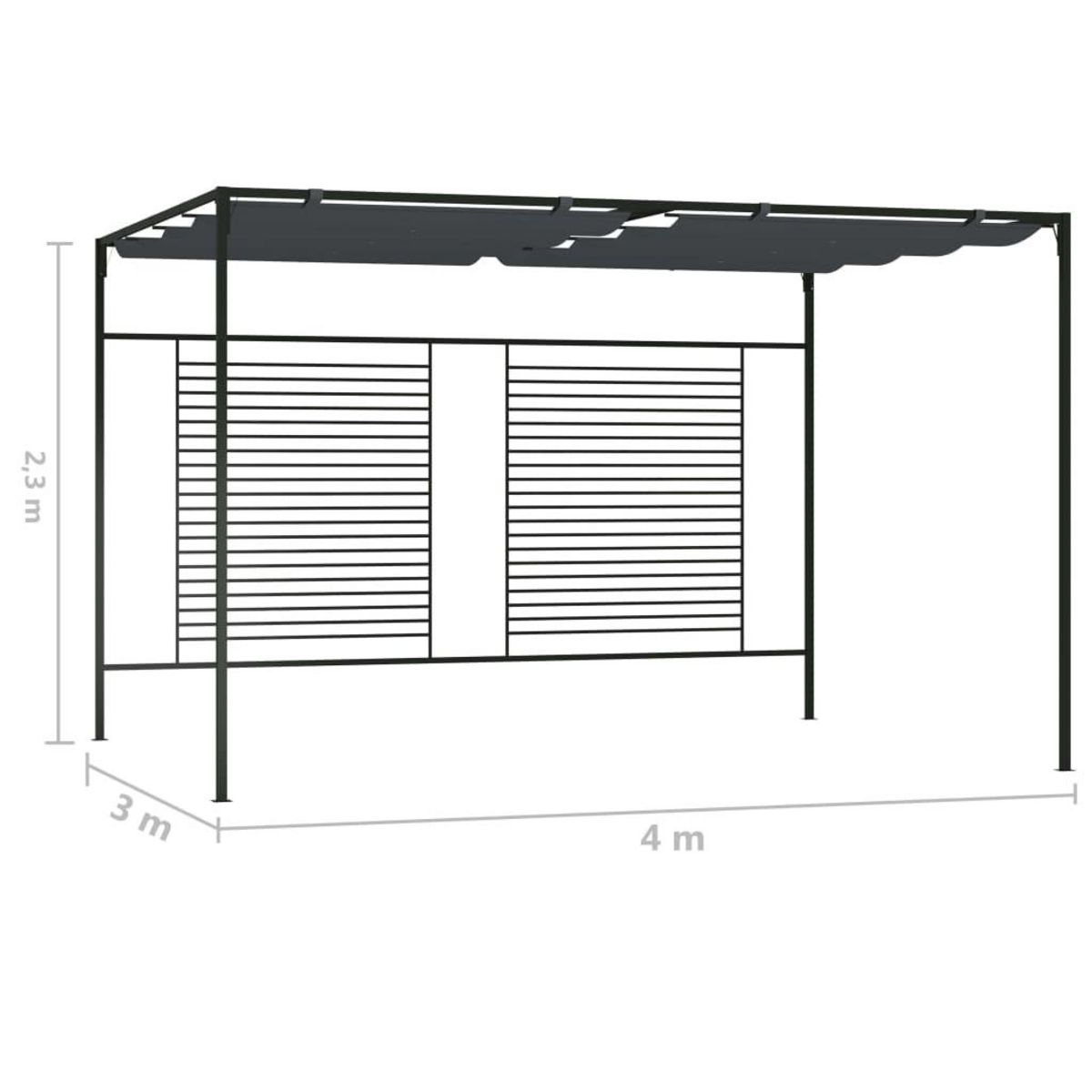 VIDAXL Belvedere avec auvent retractable 4x3x2,3 m Anthracite 180 g/m^2