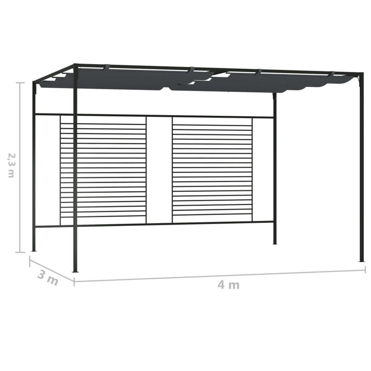 VIDAXL Belvedere avec auvent retractable 4x3x2,3 m Anthracite 180 g/m^2