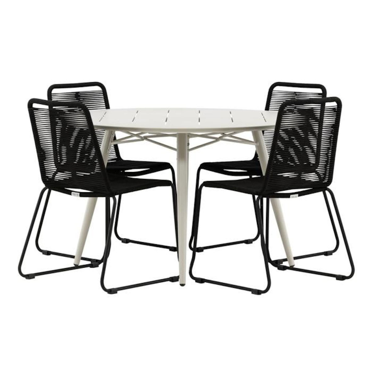 Paris Prix Ensemble Table de Jardin & 4 Chaises  Lina & Lindos  120cm Beige & Noir