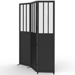 ID MARKET Paravent intérieur verrière atelier noir et vitres opaques