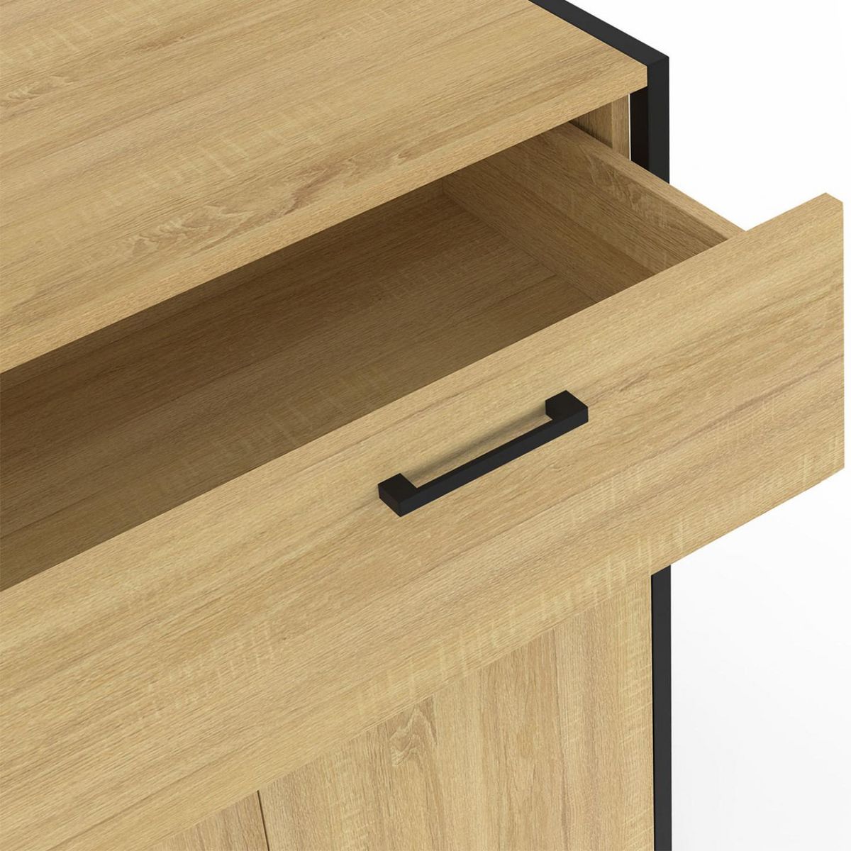 ID MARKET Buffet 100 cm DETROIT 3 portes et 1 tiroir design industriel