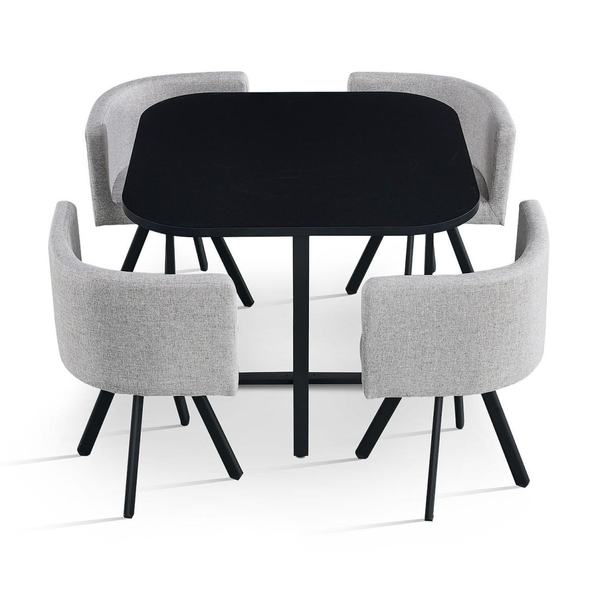 Voir la diapositive 2 : Paris Prix Ensemble table & 4 chaises  oslo  90cm noir & gris