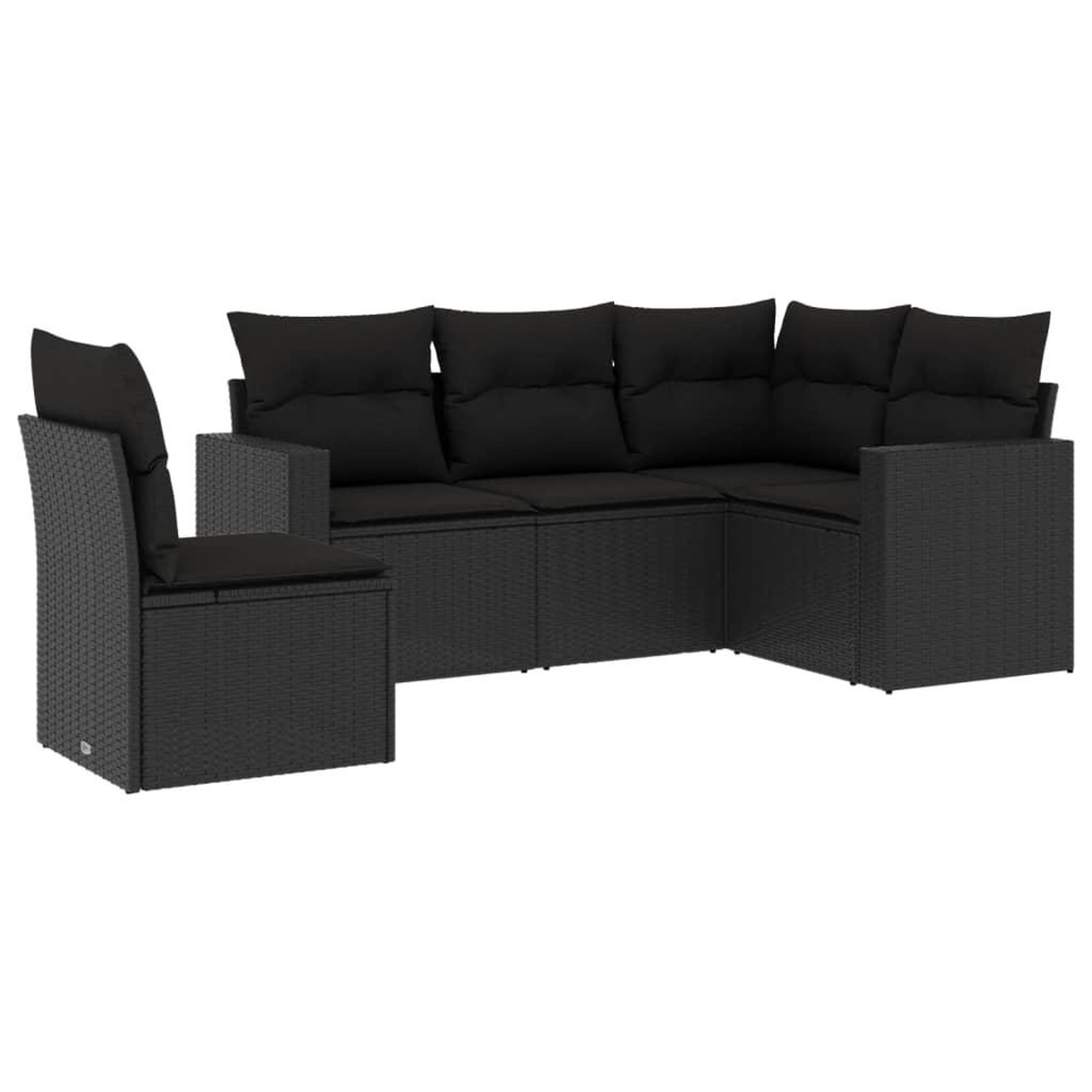 Voir la diapositive 2 : VIDAXL Salon de jardin 5 pcs avec coussins noir resine tressee
