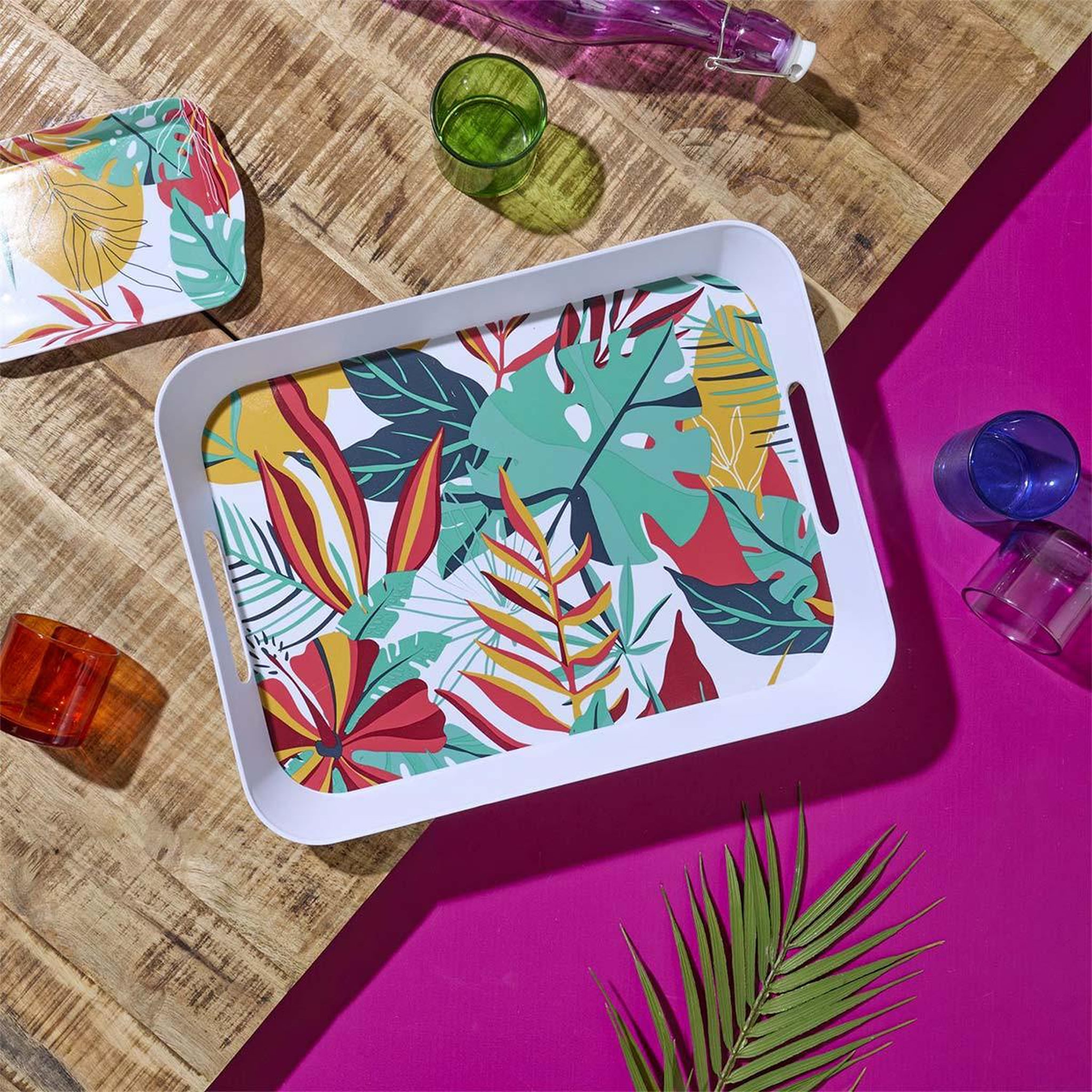 Voir la diapositive 4 : The Home Deco Factory Plateau de service  paradis exotique  41cm multicolore
