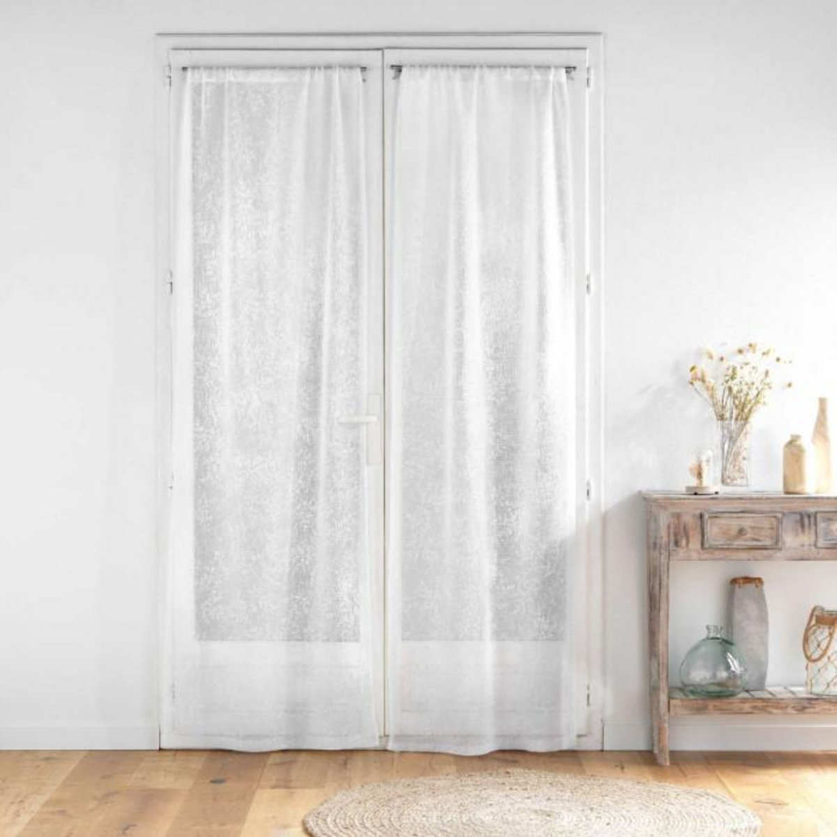 Paris Prix Paire de Voilages Passe-Tringle  Karla  70x200cm Blanc