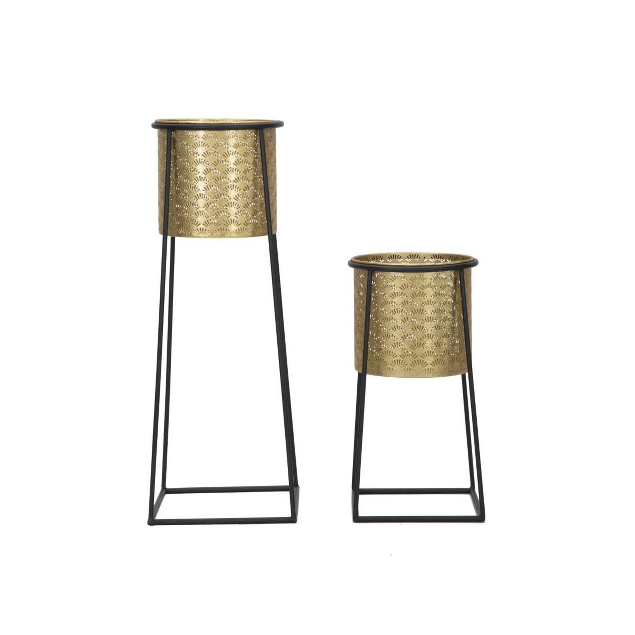 Voir la diapositive 2 : Paris Prix Lot de 2 cache-pots sur pied  velma  70cm or