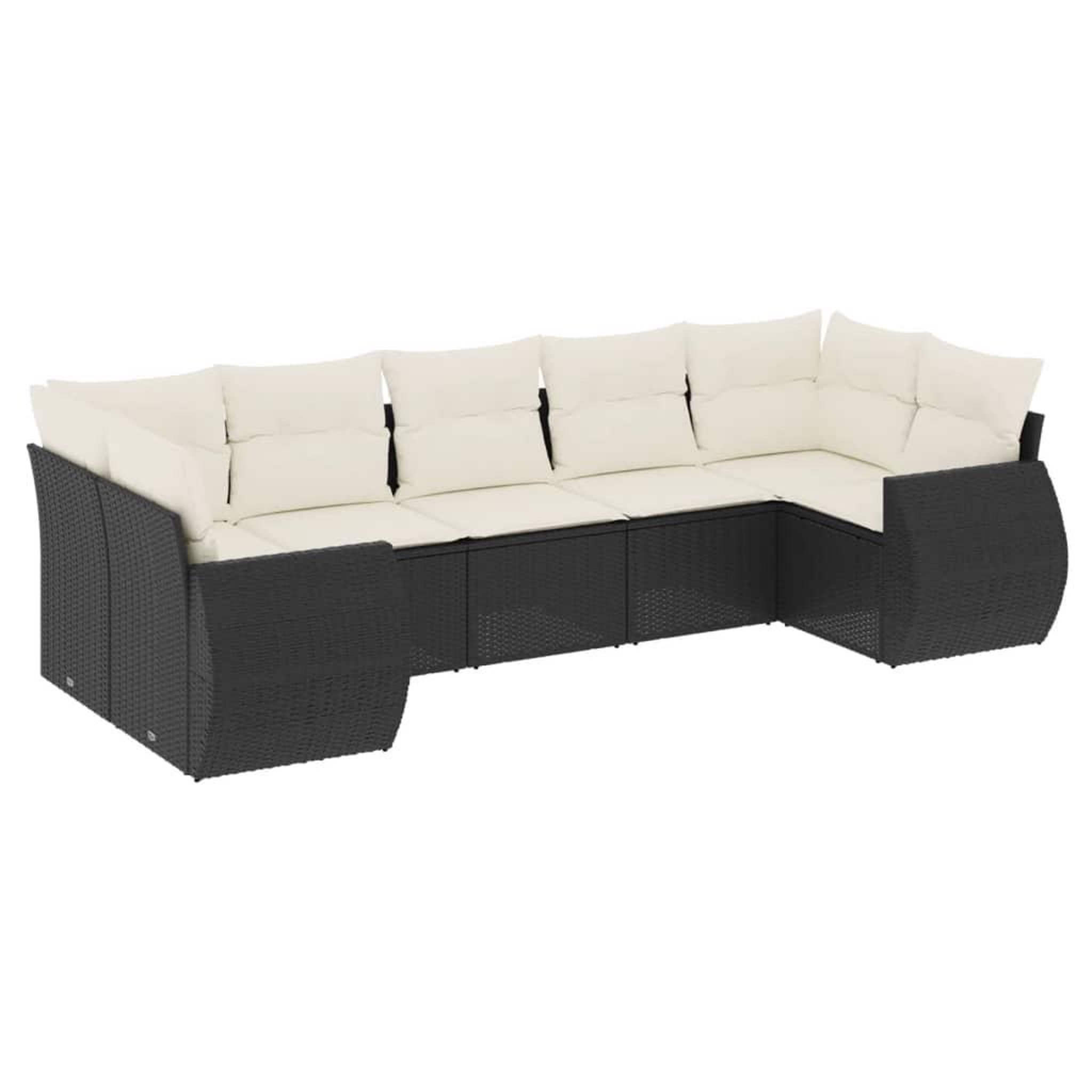 Voir la diapositive 2 : VIDAXL Salon de jardin 7 pcs avec coussins noir resine tressee