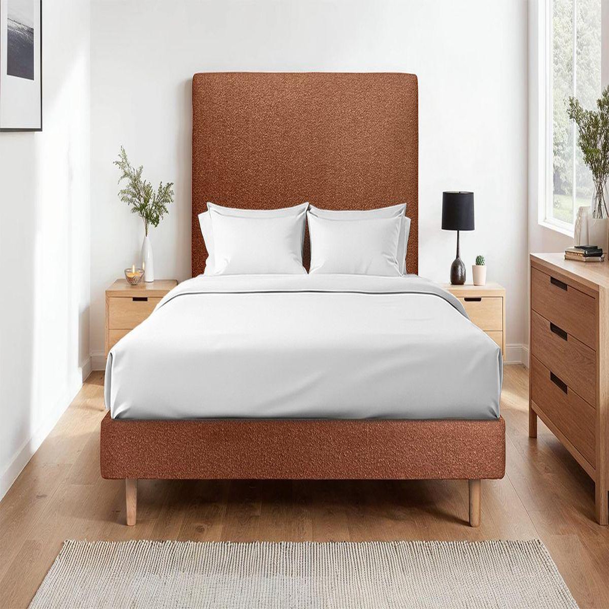 Voir la diapositive 2 : Sommeil de Plomb Lit avec tête de lit tapissier bouclette et sommier kit - Hauteur totale : 29cm