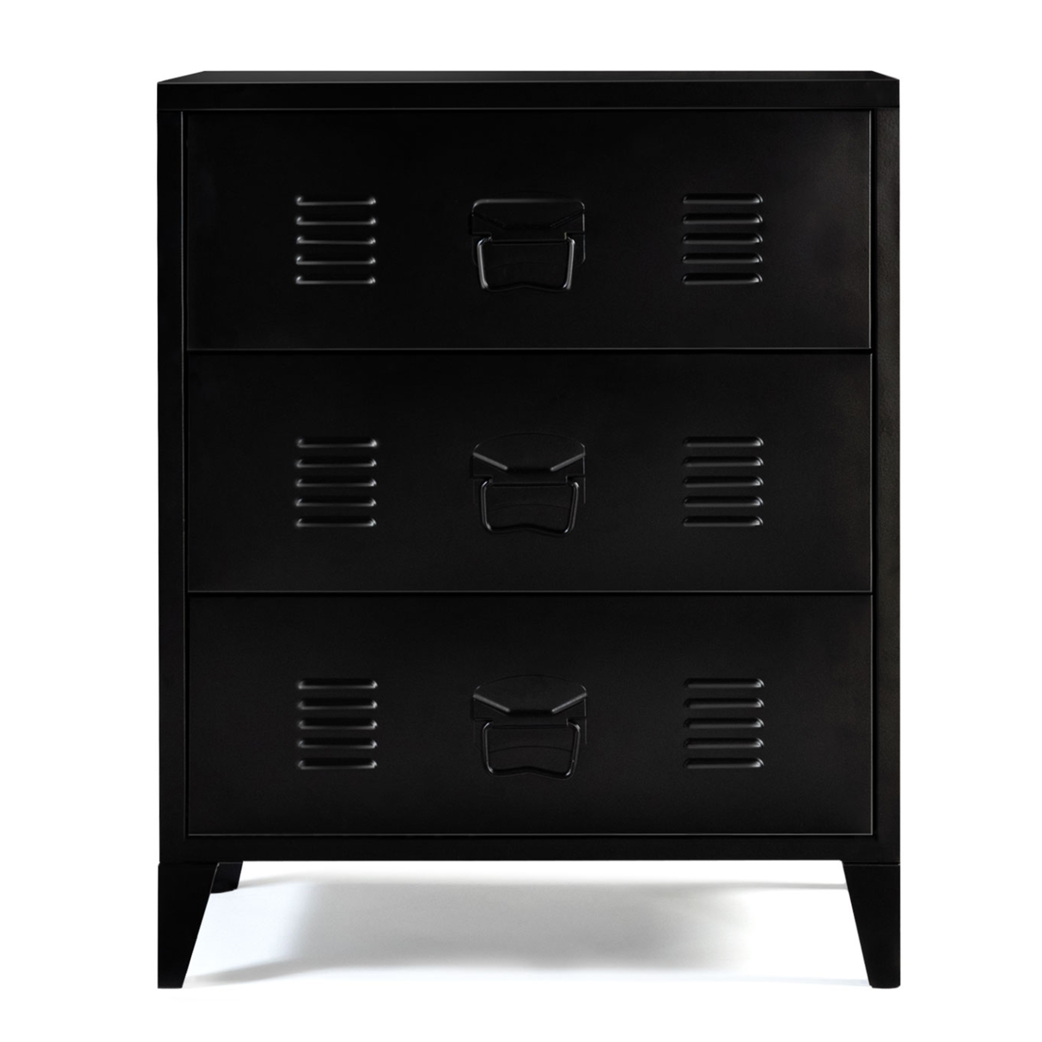Voir la diapositive 3 : ID MARKET Commode ester 60 cm 3 tiroirs métal noir design industriel