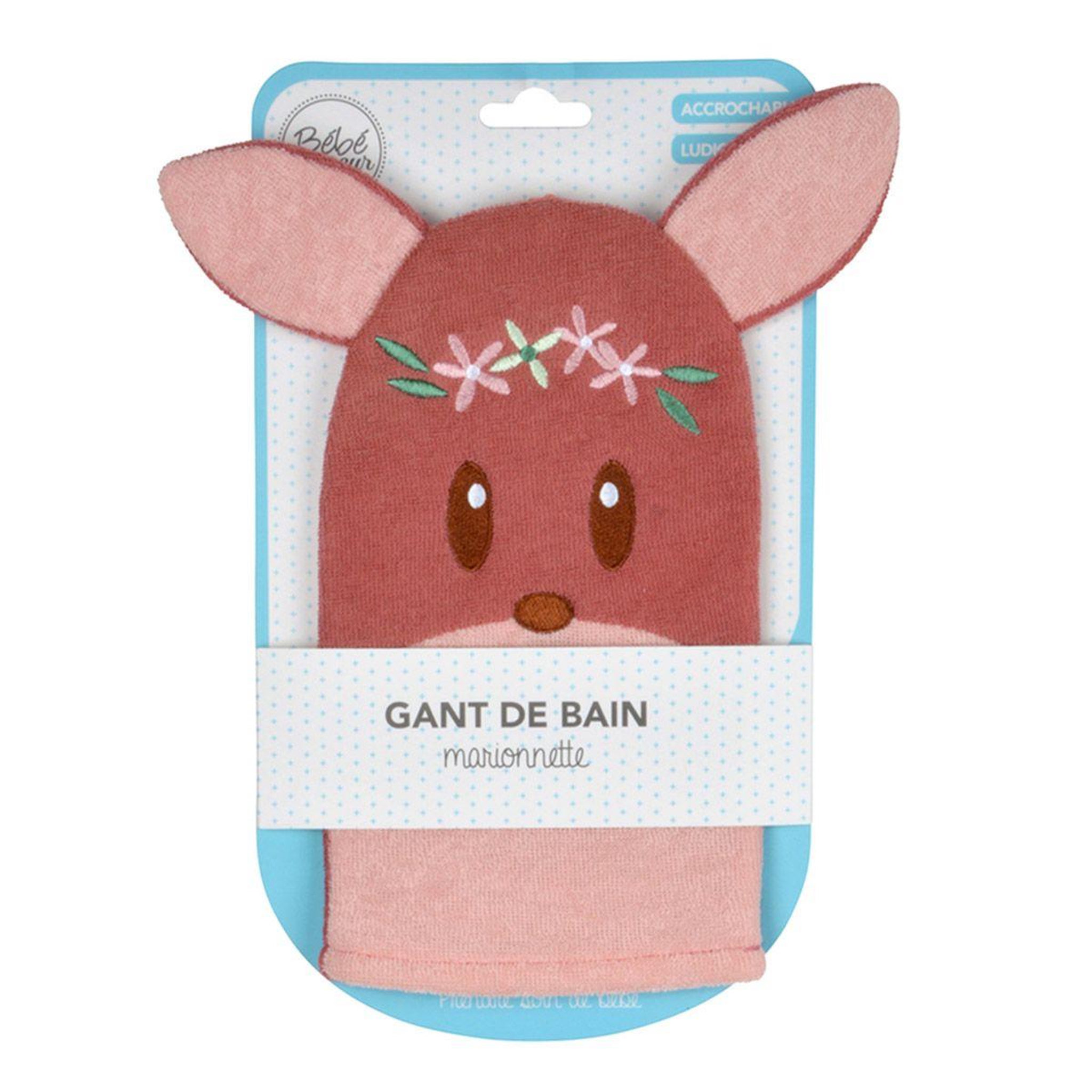 Voir la diapositive 2 : BEBE DOUCEUR Gant de toilette bébé  forêt magique  21cm rose